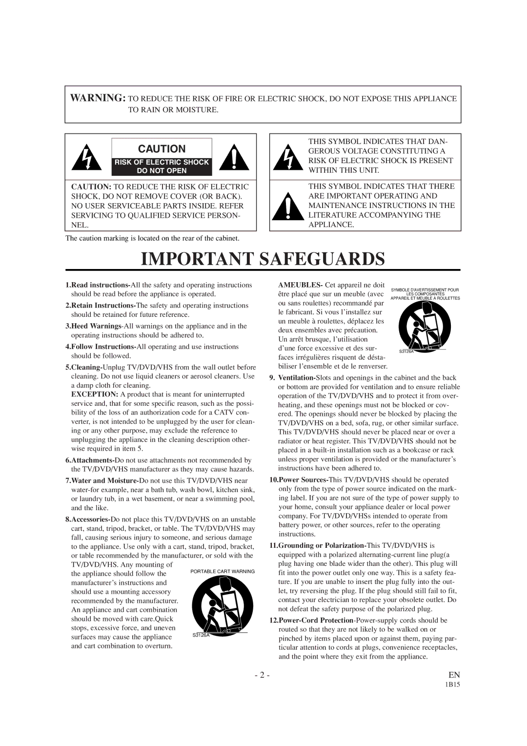 Emerson EWC19T1 owner manual Important Safeguards 