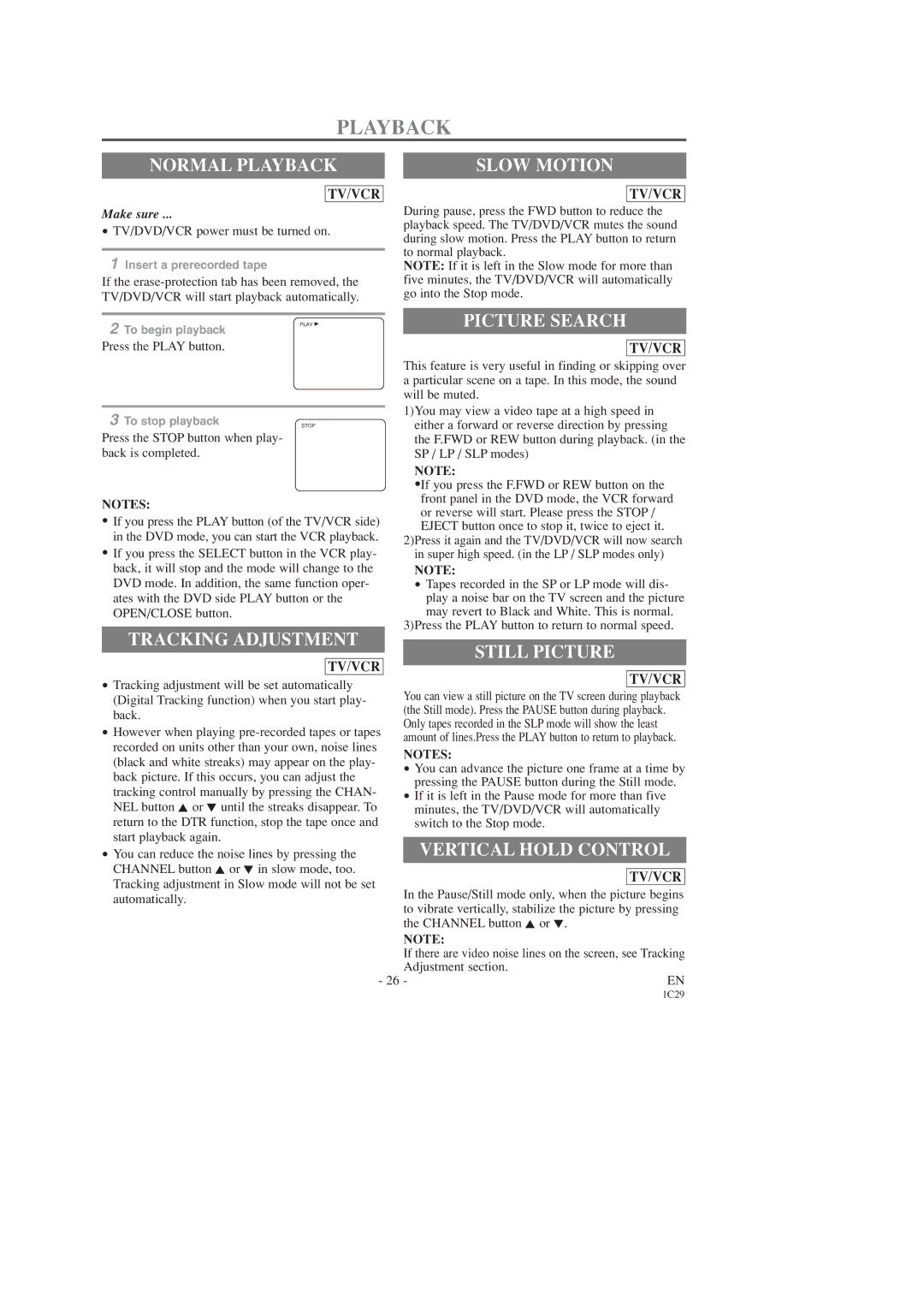 Emerson EWC19T3 owner manual Playback 