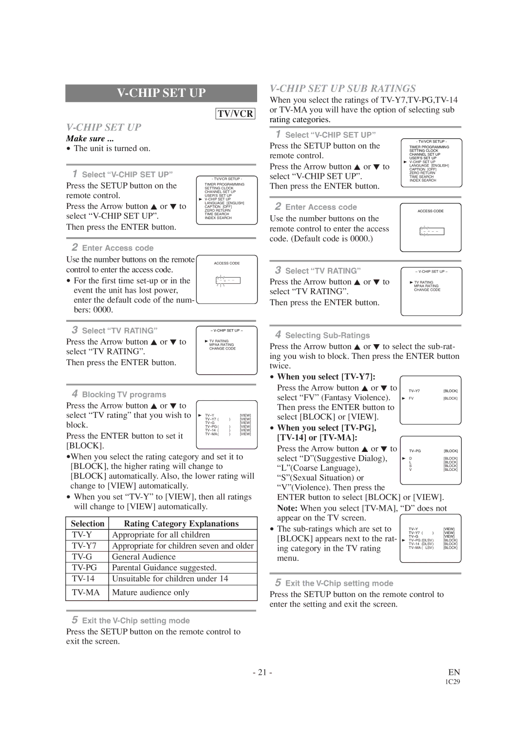 Emerson EWC19T4 owner manual Chip SET UP SUB Ratings 