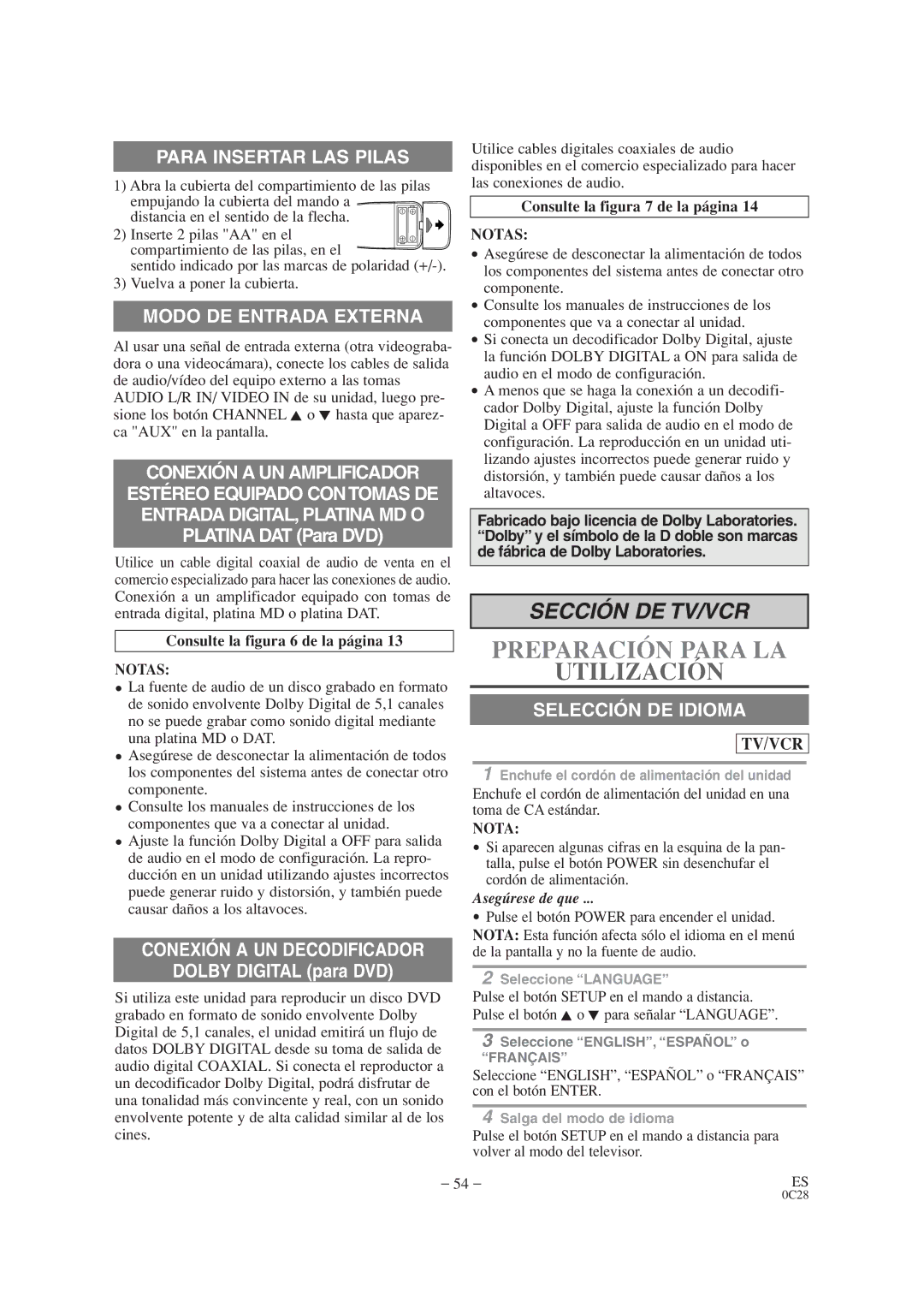 Emerson EWC19T4 owner manual Consulte la figura 6 de la página, Notas, Consulte la figura 7 de la página 