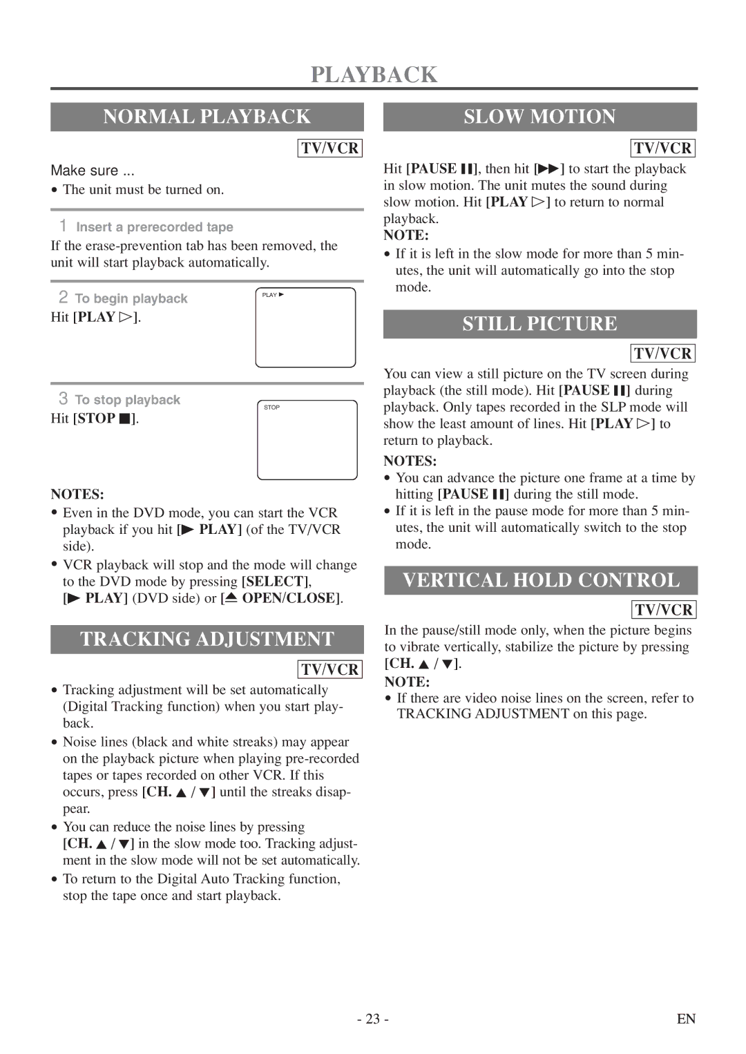 Emerson EWC19T5 owner manual Playback 