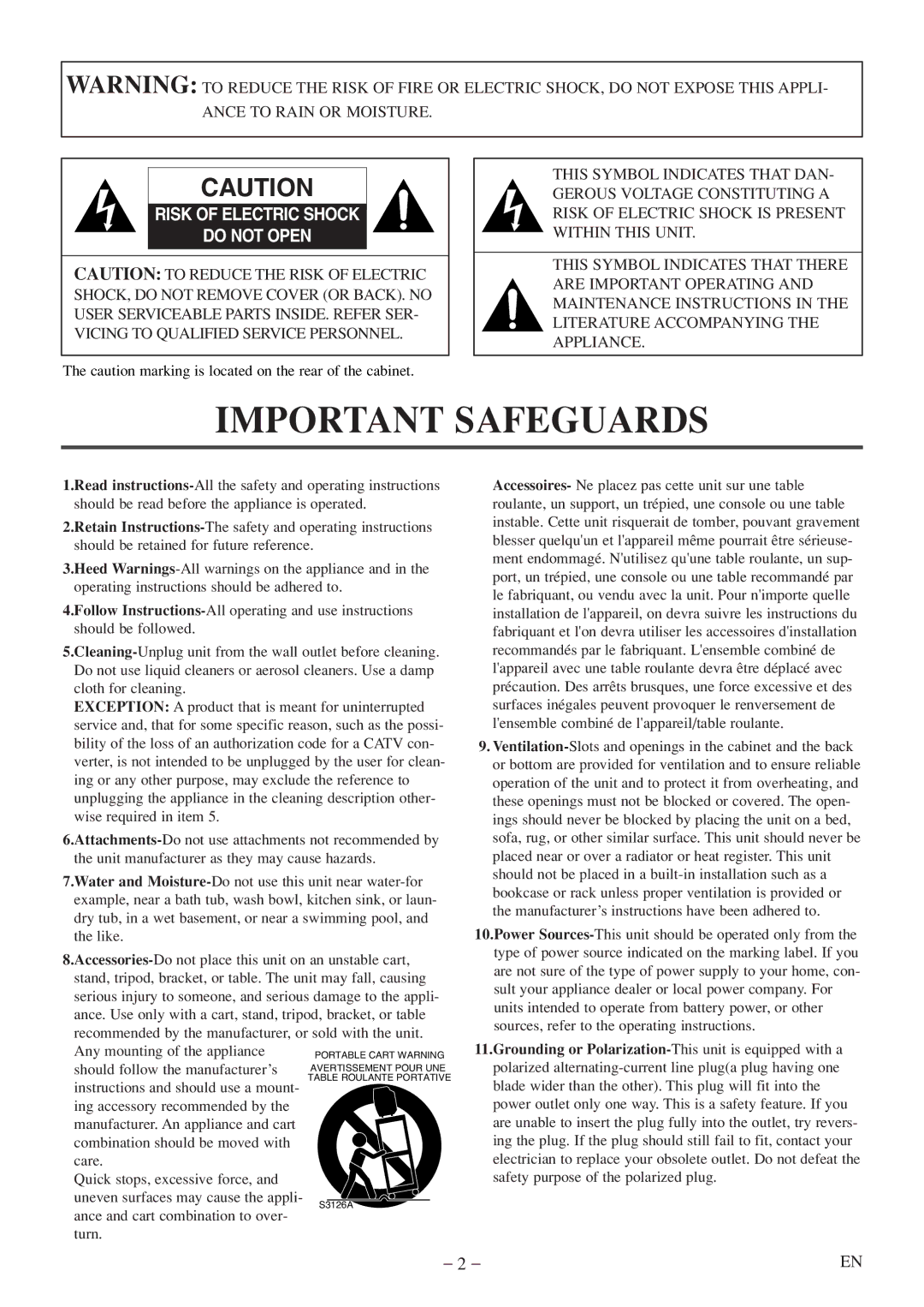 Emerson EWC20D5 A owner manual Important Safeguards 