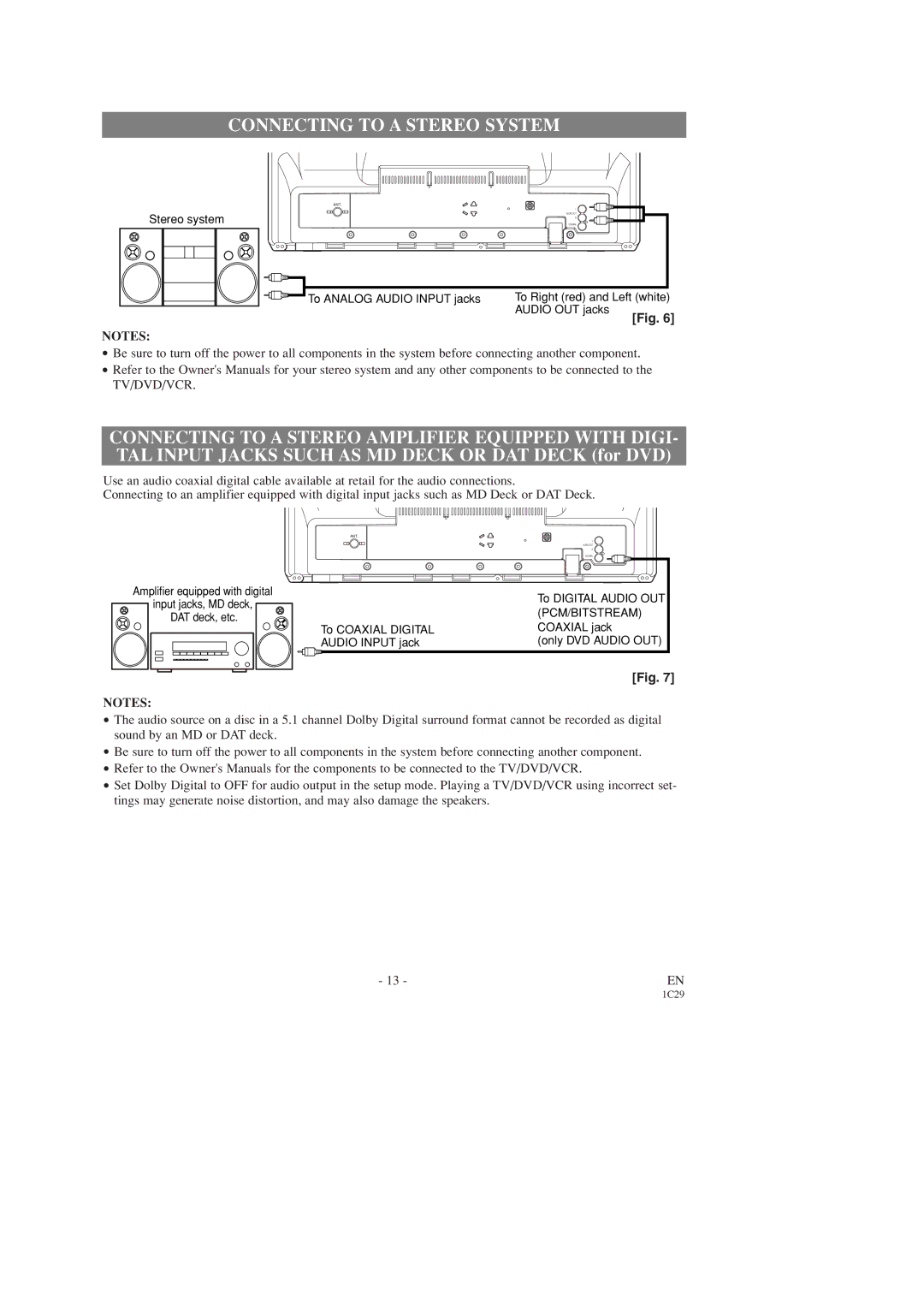 Emerson EWC19T3, EWC27T3, EWC27T3, EWC19T3 owner manual Connecting to a Stereo System 