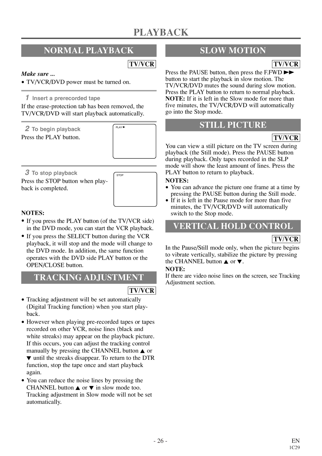 Emerson EWC27T4 owner manual Playback 