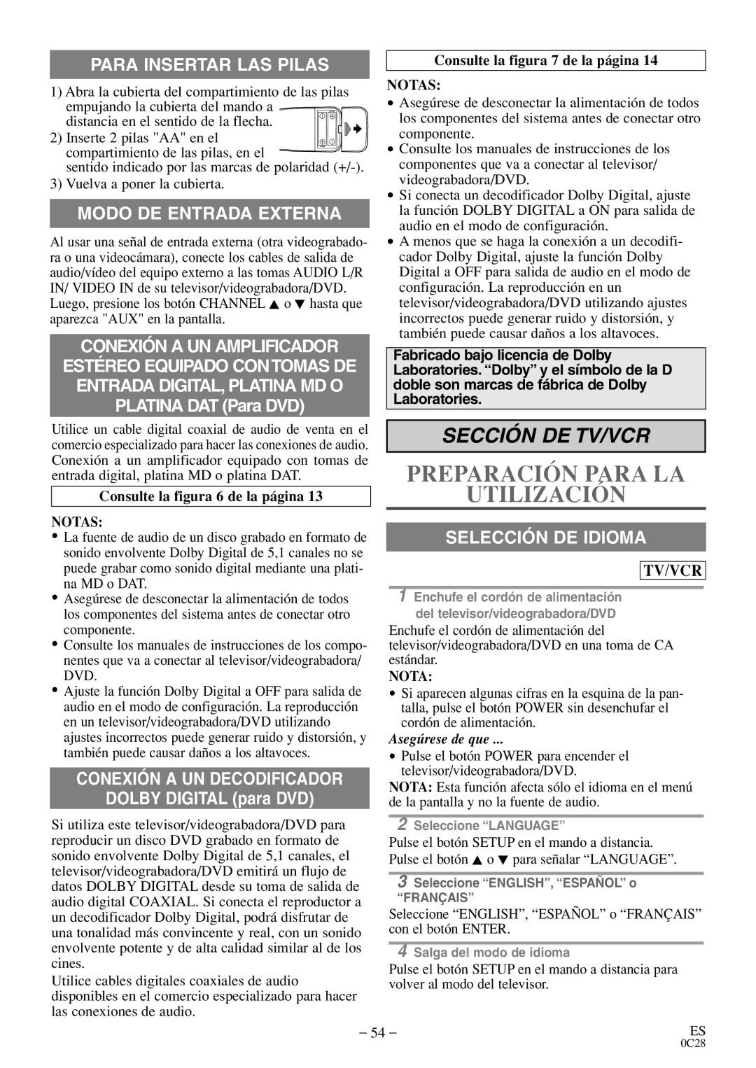 Emerson EWC27T4 owner manual Consulte la figura 6 de la página, Notas, Consulte la figura 7 de la página 