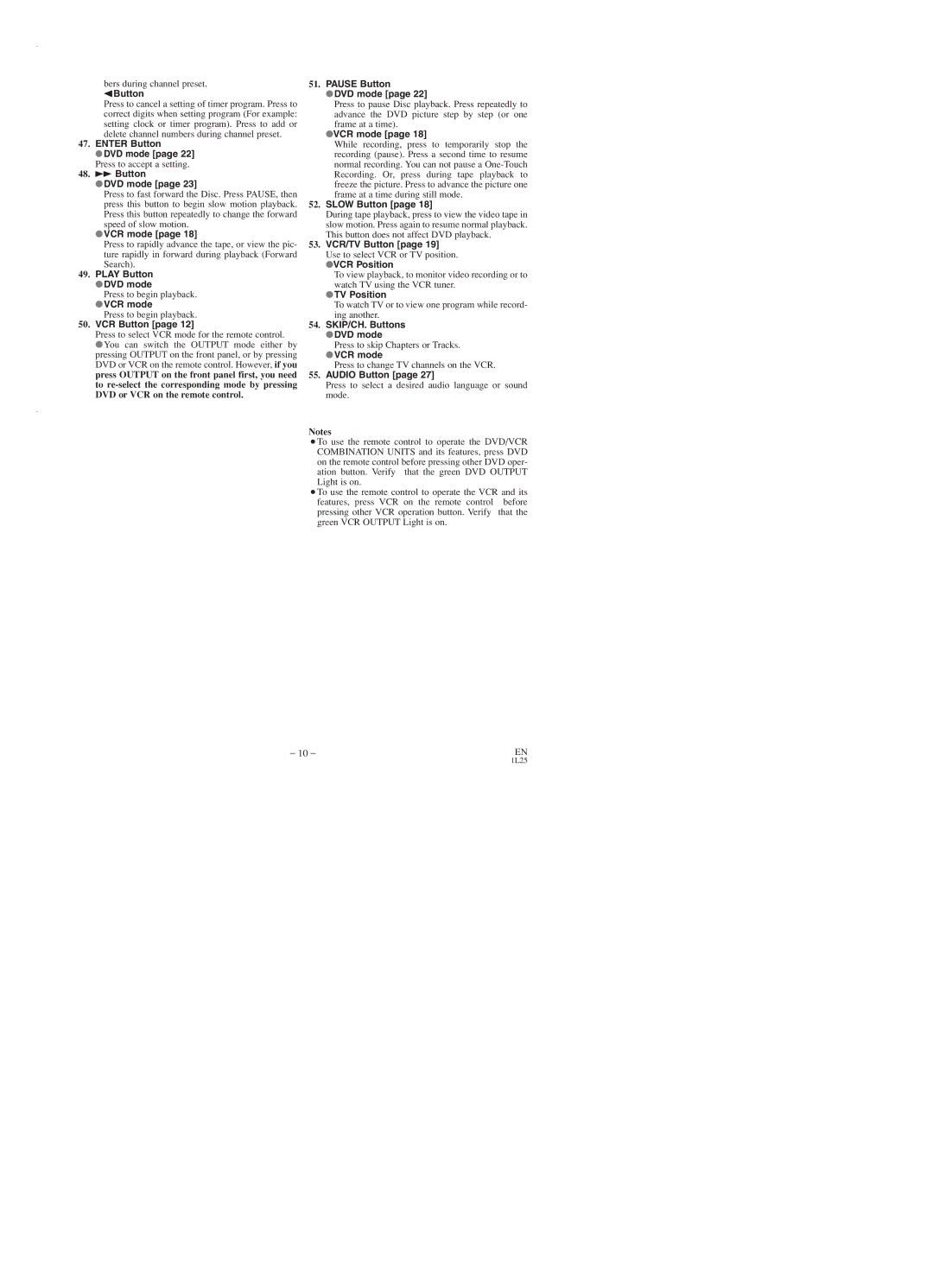 Emerson EWD2003 Bers during channel preset, Press to accept a setting, Press to select VCR mode for the remote control 