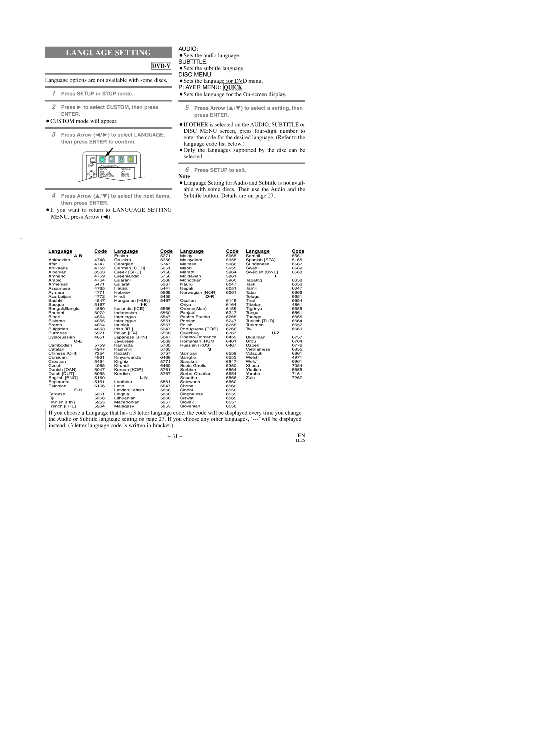 Emerson EWD2003 owner manual Language Setting 