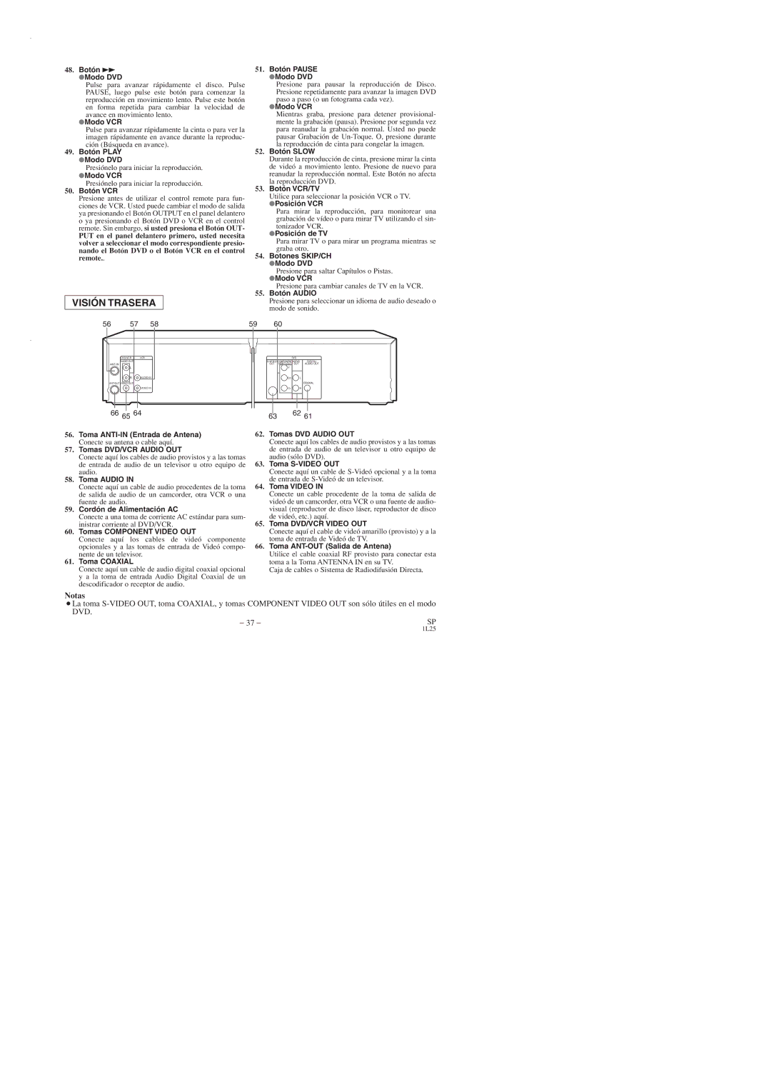 Emerson EWD2003 owner manual Notas, Botón g Modo DVD 