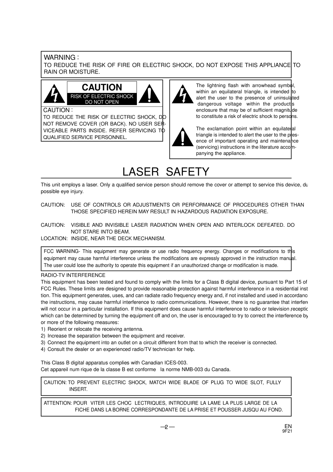 Emerson EWD7001 owner manual Laser Safety 