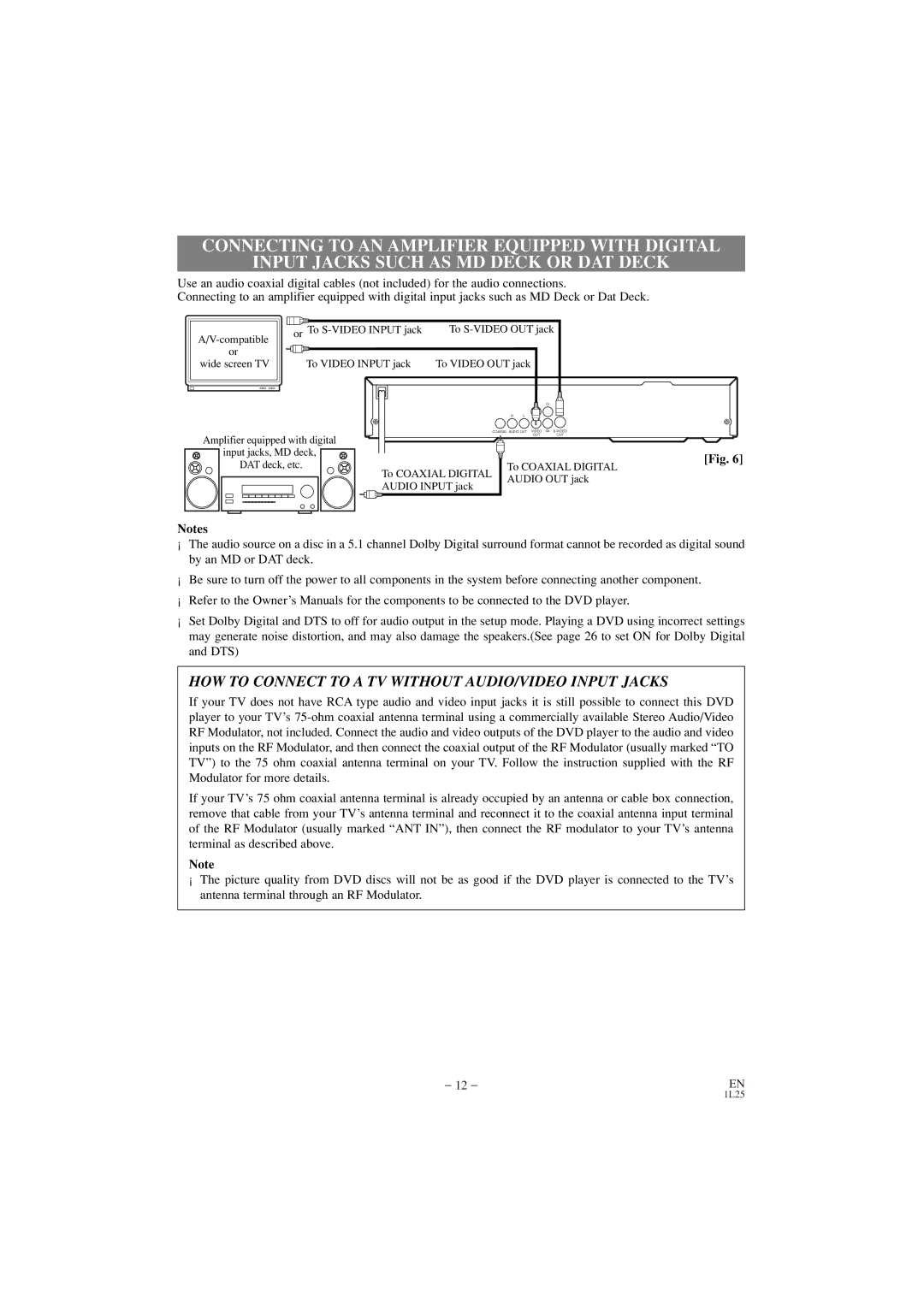 Emerson EWD7002 owner manual HOW to Connect to a TV Without AUDIO/VIDEO Input Jacks 