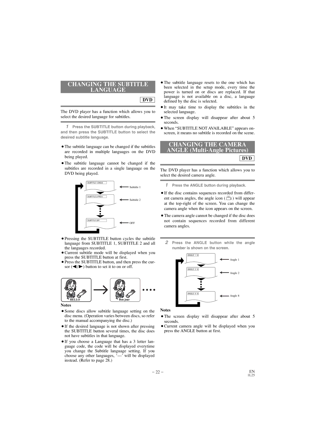 Emerson EWD7002 owner manual Changing the Subtitle Language, ¡Some discs allow subtitle language setting on 