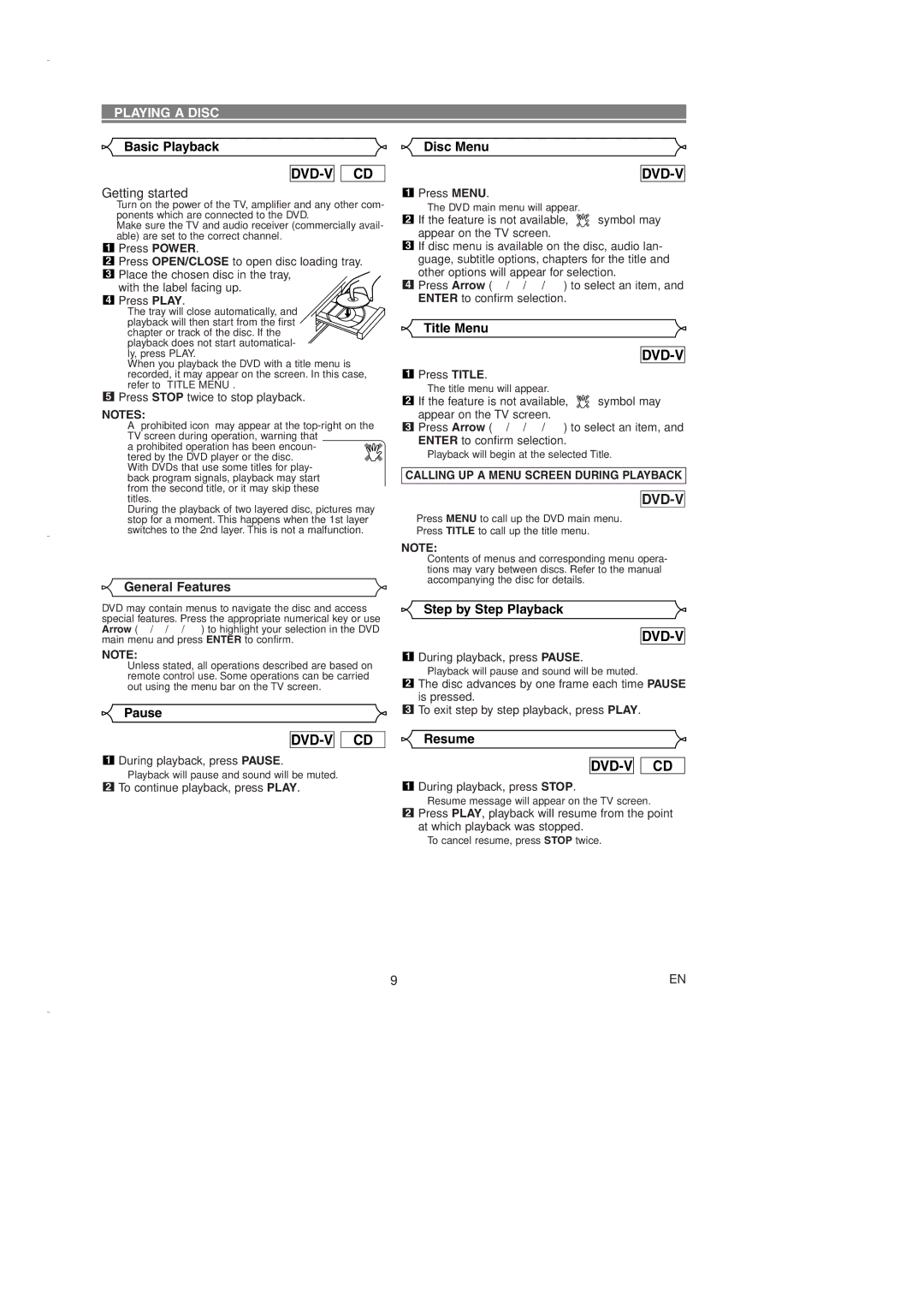 Emerson EWD7003 owner manual Playing a Disc 