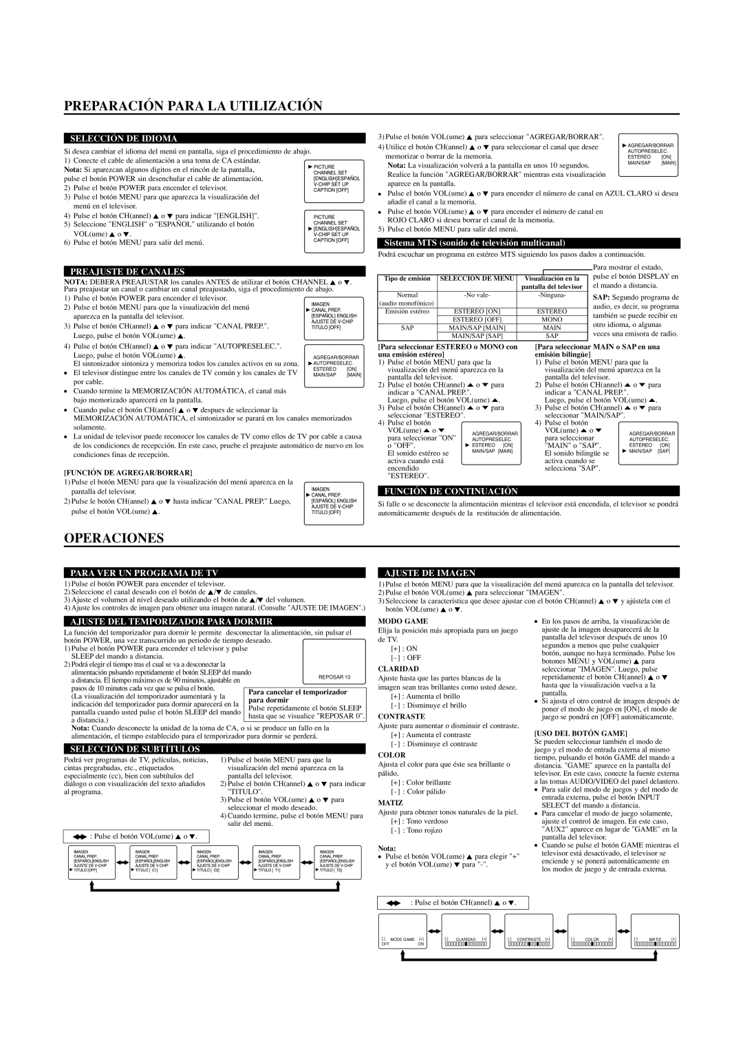 Emerson EWF2002 owner manual Preparación Para LA Utilización, Operaciones 