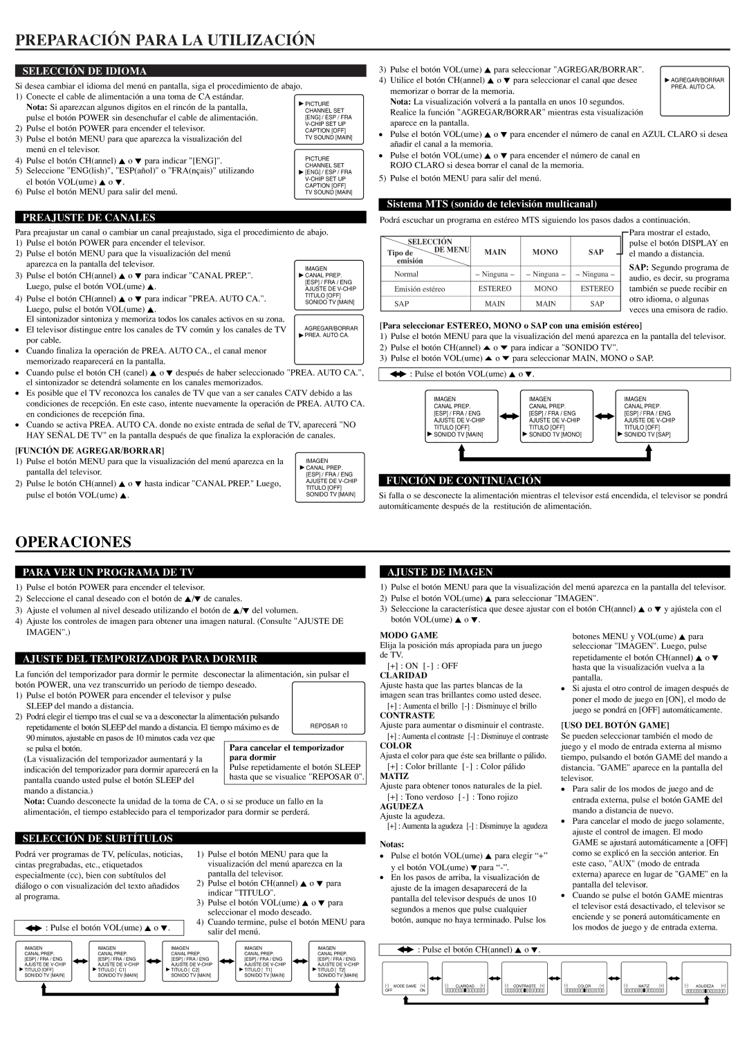 Emerson EWF2004 owner manual Preparación Para LA Utilización, Operaciones 