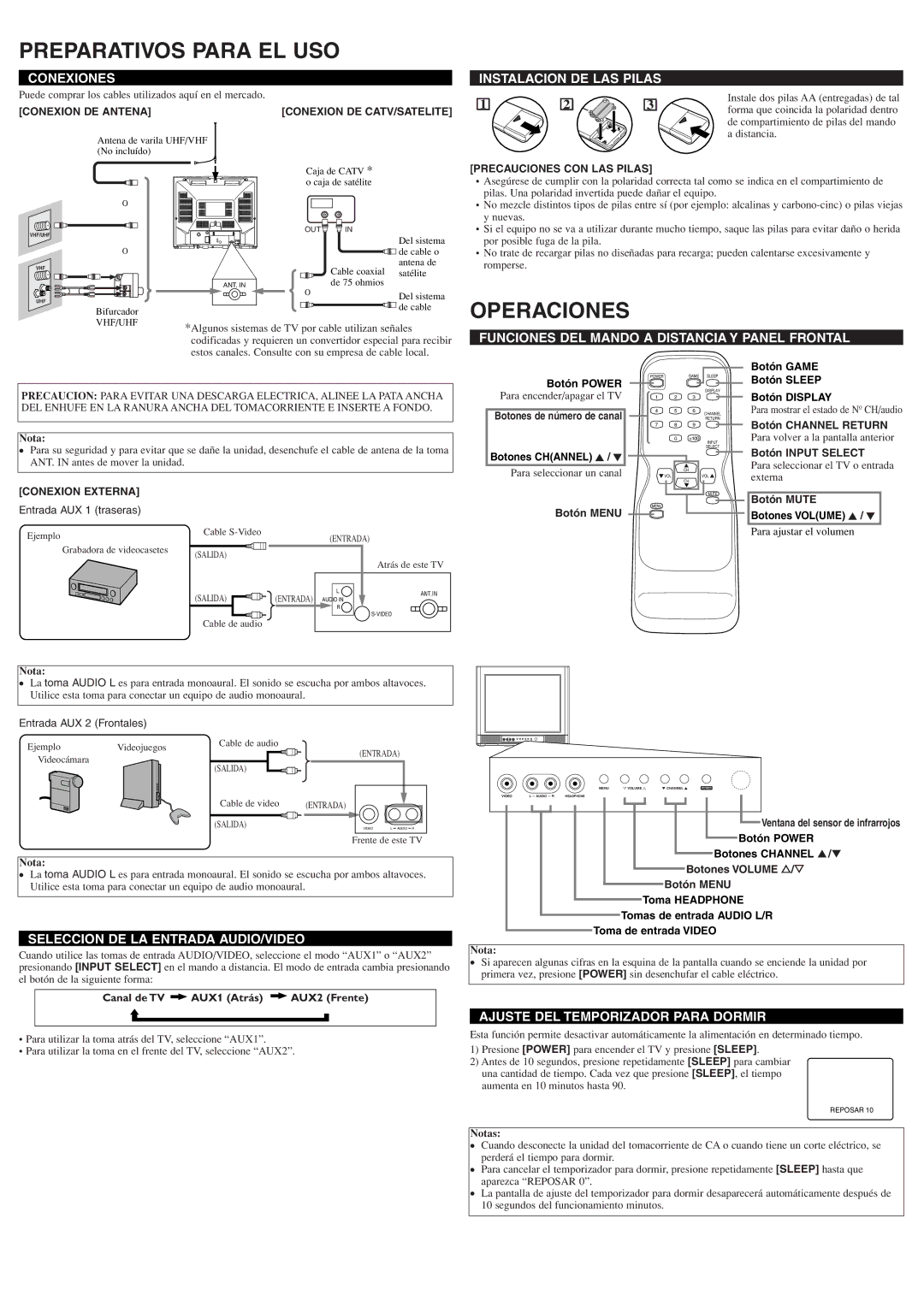 Emerson EWF2004A owner manual Preparativos Para EL USO, Operaciones 