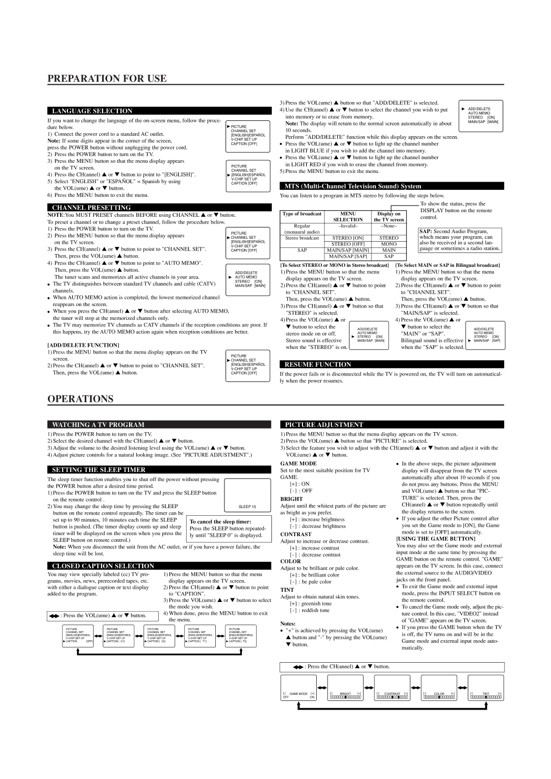 Emerson EWF2702 owner manual Preparation for USE, Operations 