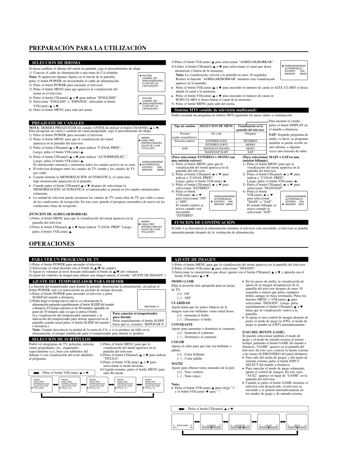 Emerson EWF2702 owner manual Preparación Para LA Utilización, Operaciones 