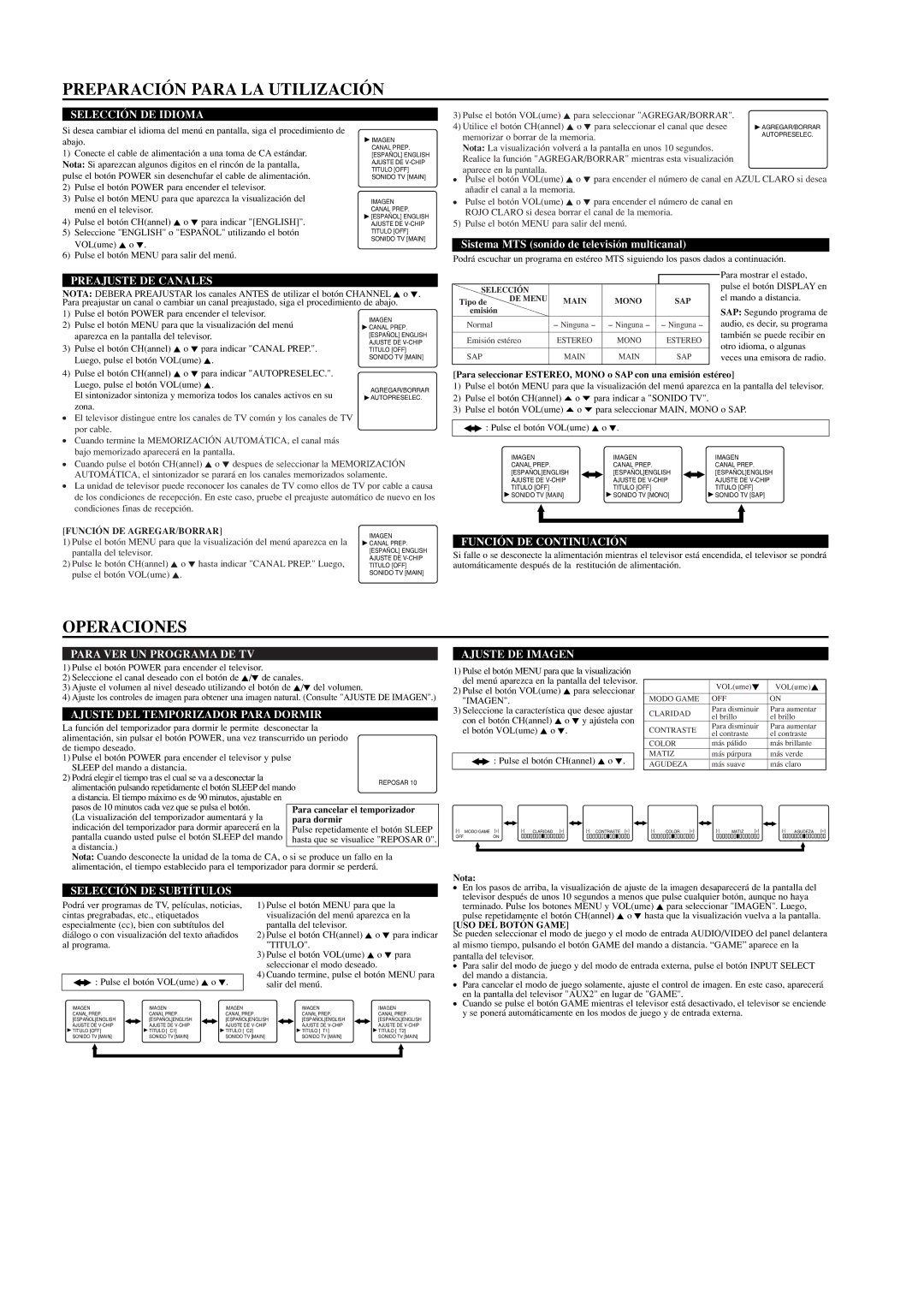 Emerson EWF2703 owner manual Preparación Para LA Utilización, Operaciones 