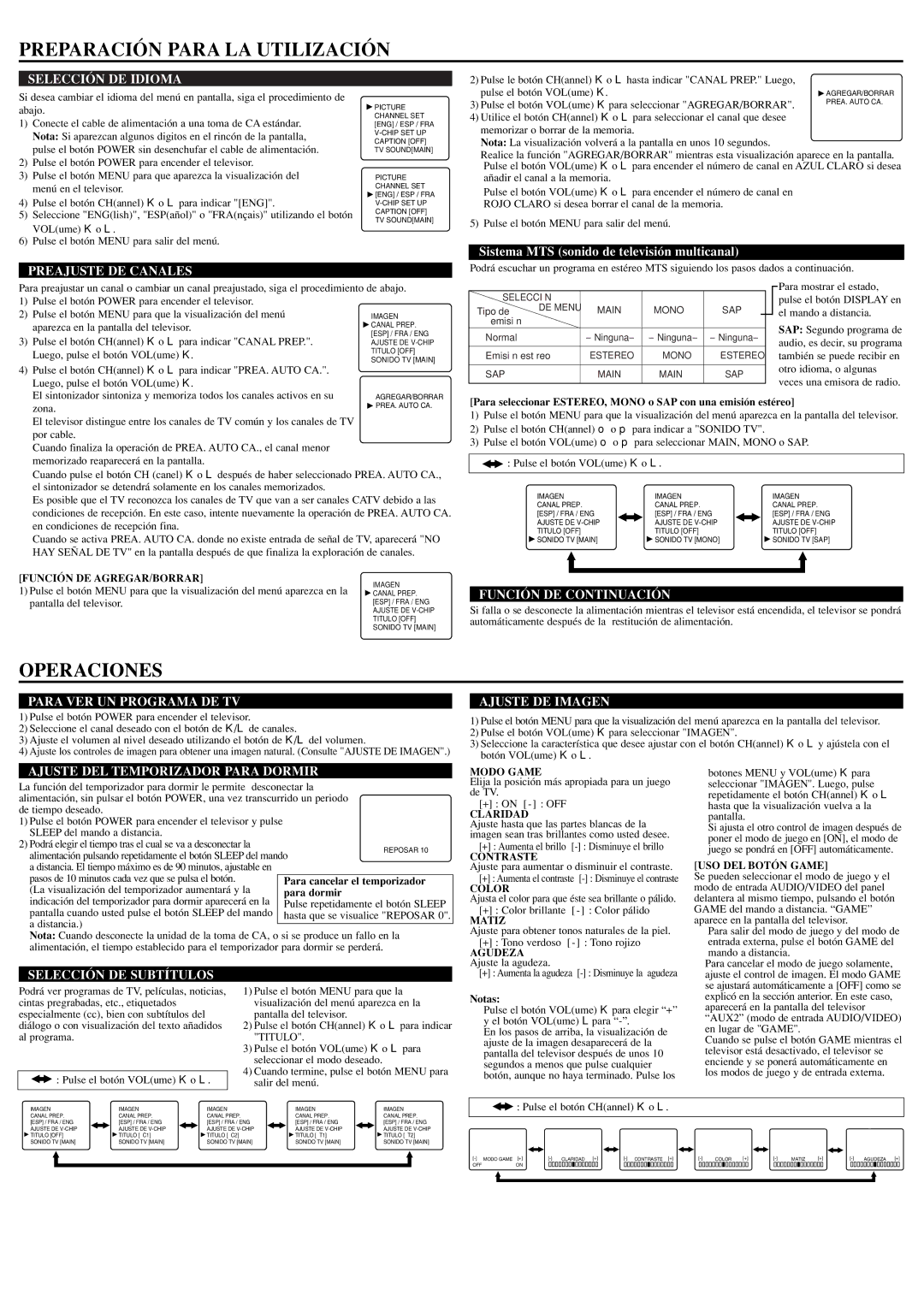 Emerson EWF2704 owner manual Preparación Para LA Utilización, Operaciones 