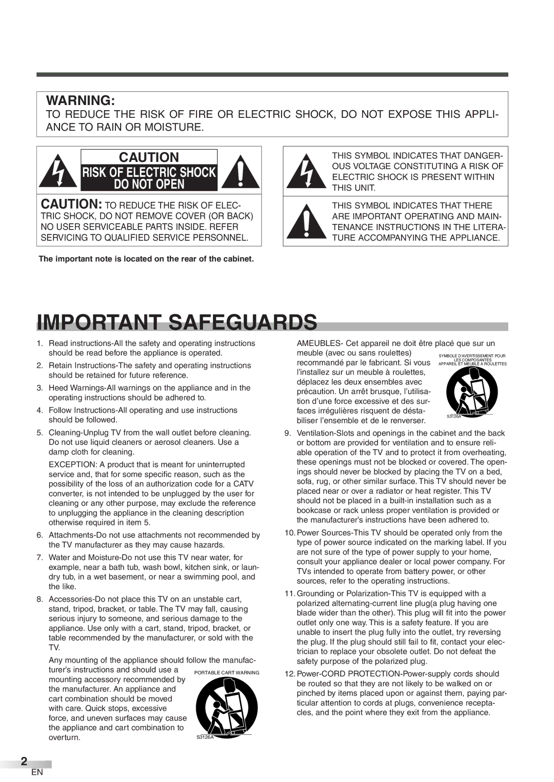 Emerson EWFG2705 owner manual Important Safeguards 