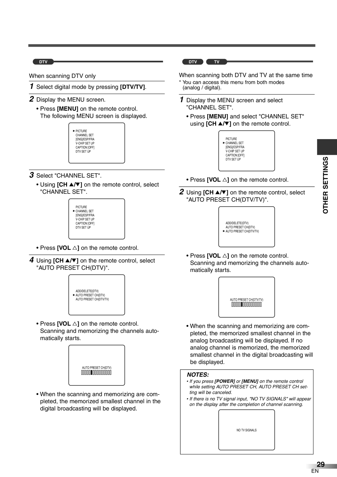 Emerson EWFG2705 owner manual When scanning both DTV and TV at the same time 