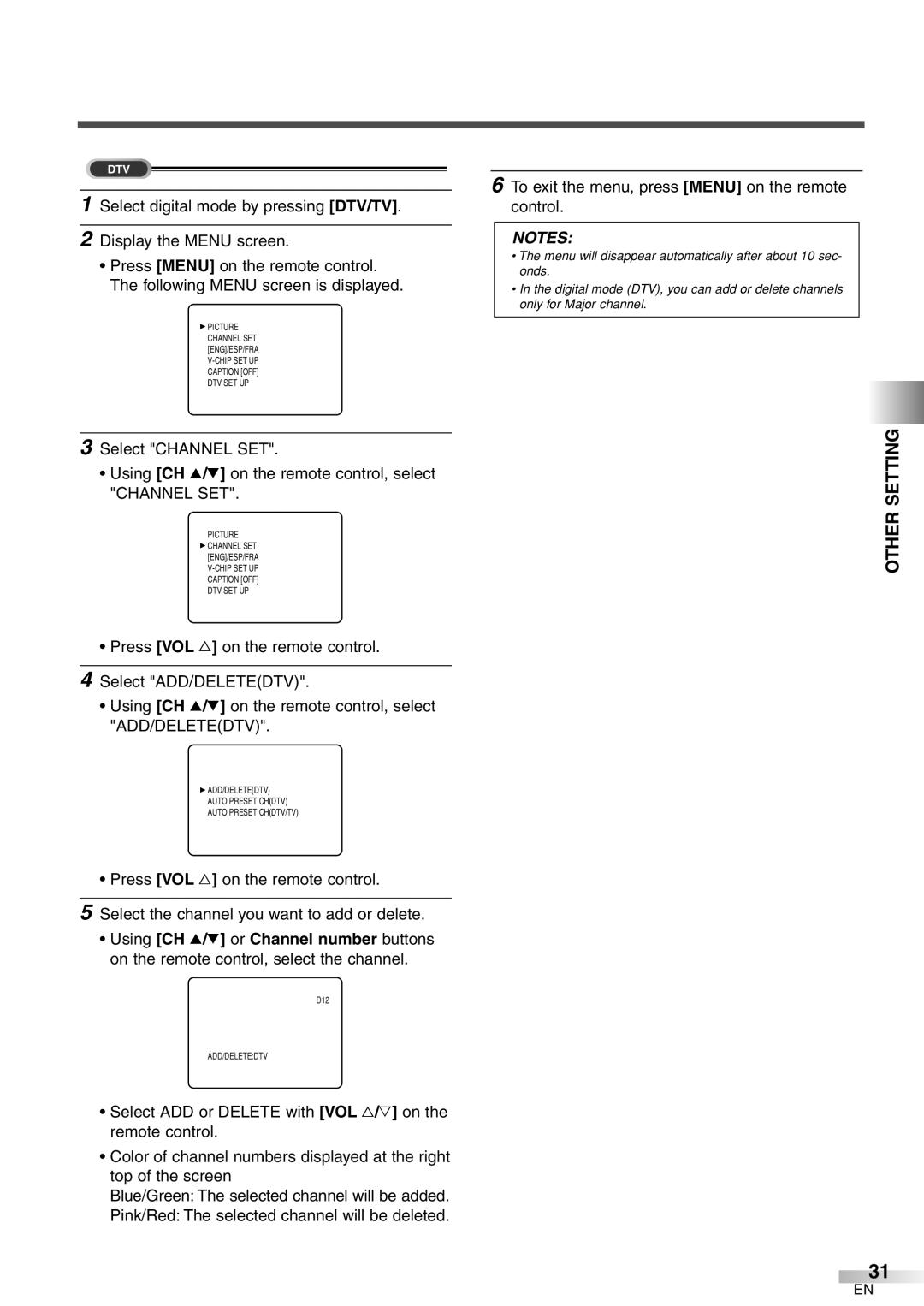 Emerson EWFG2705 owner manual Other Setting 