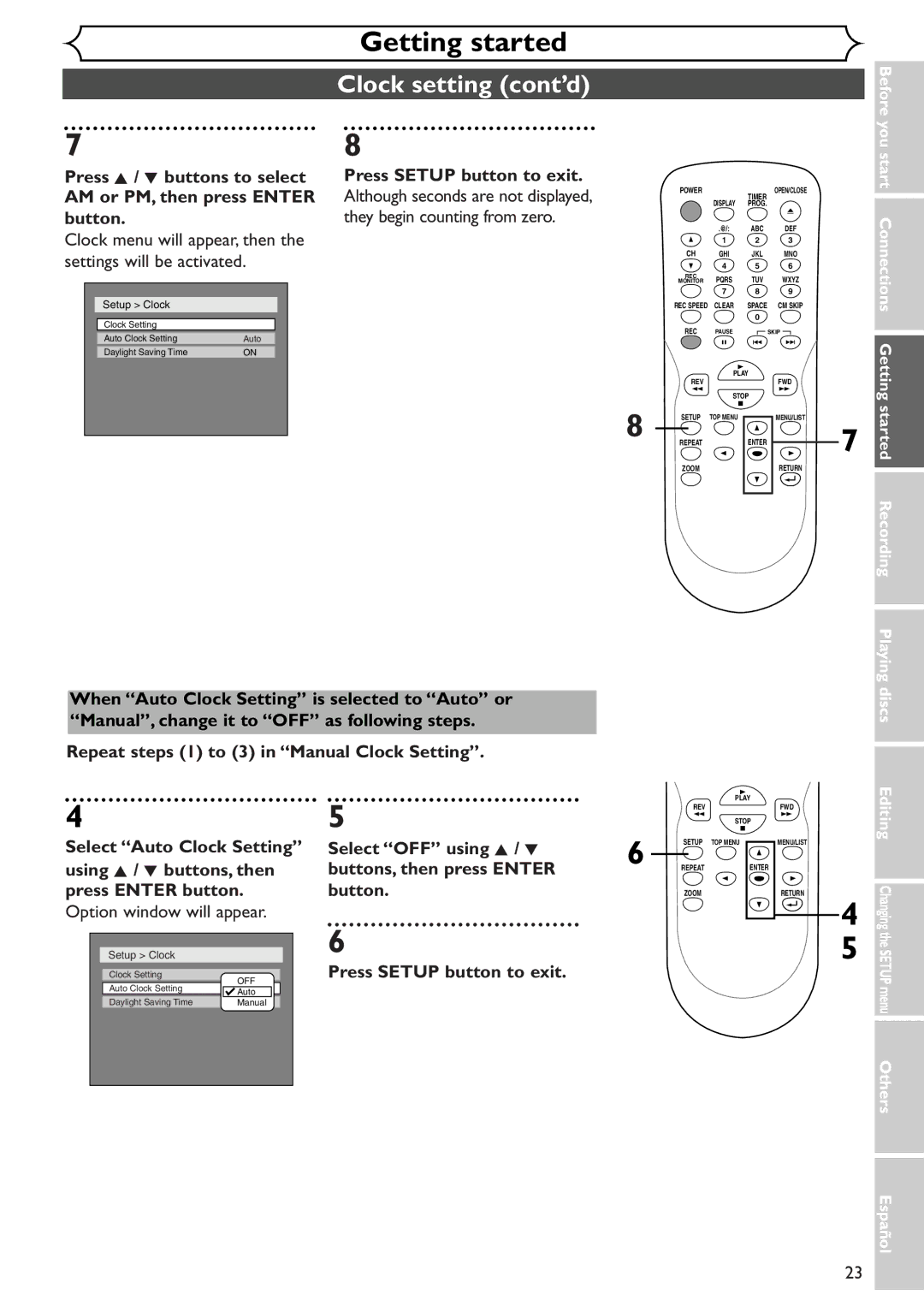 Emerson EWR10D4 owner manual Clock menu will appear, then the settings will be activated, Select OFF using K / L, Button 