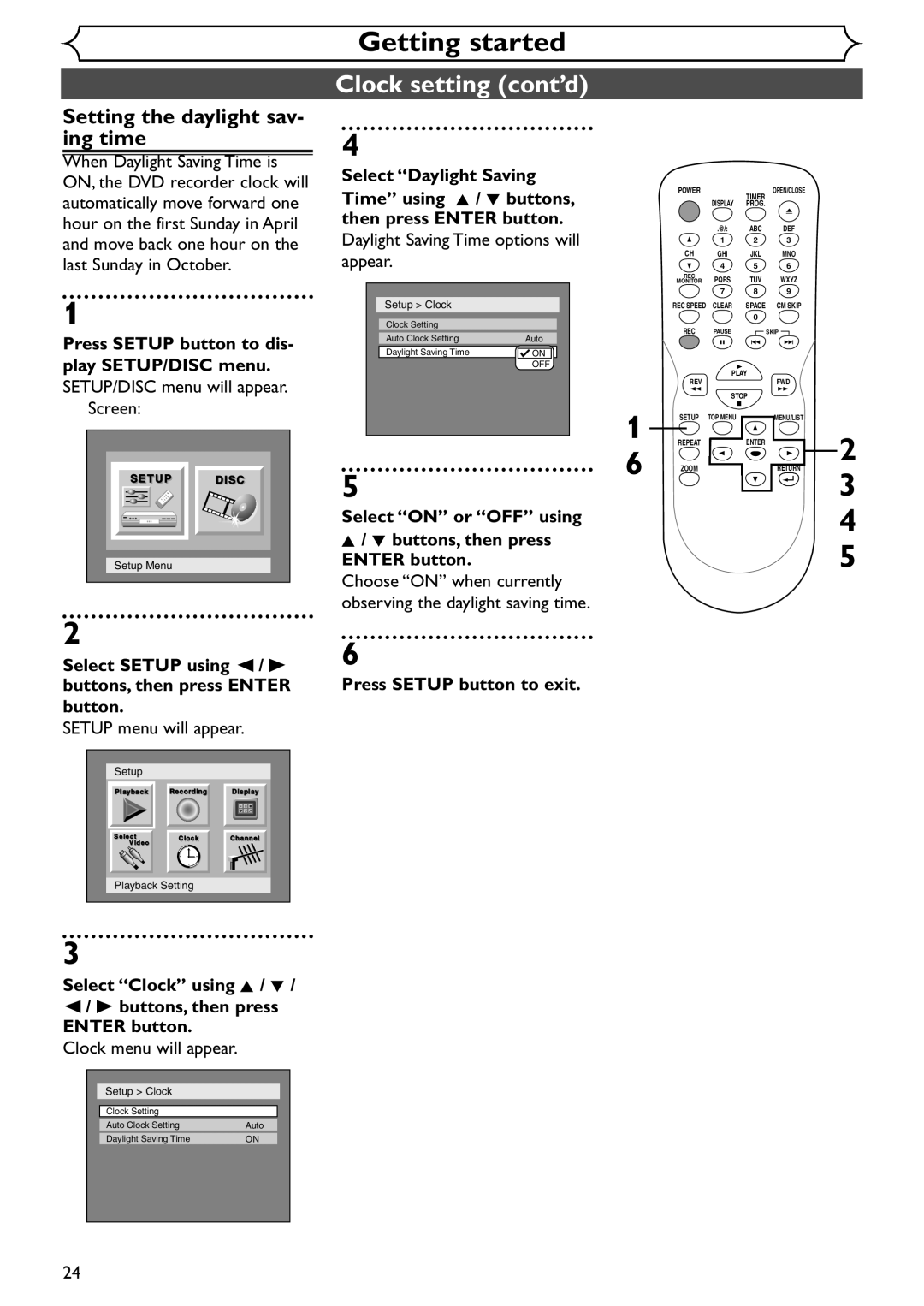 Emerson EWR10D4 owner manual Setting the daylight sav- ing time, Daylight Saving Time options will appear 