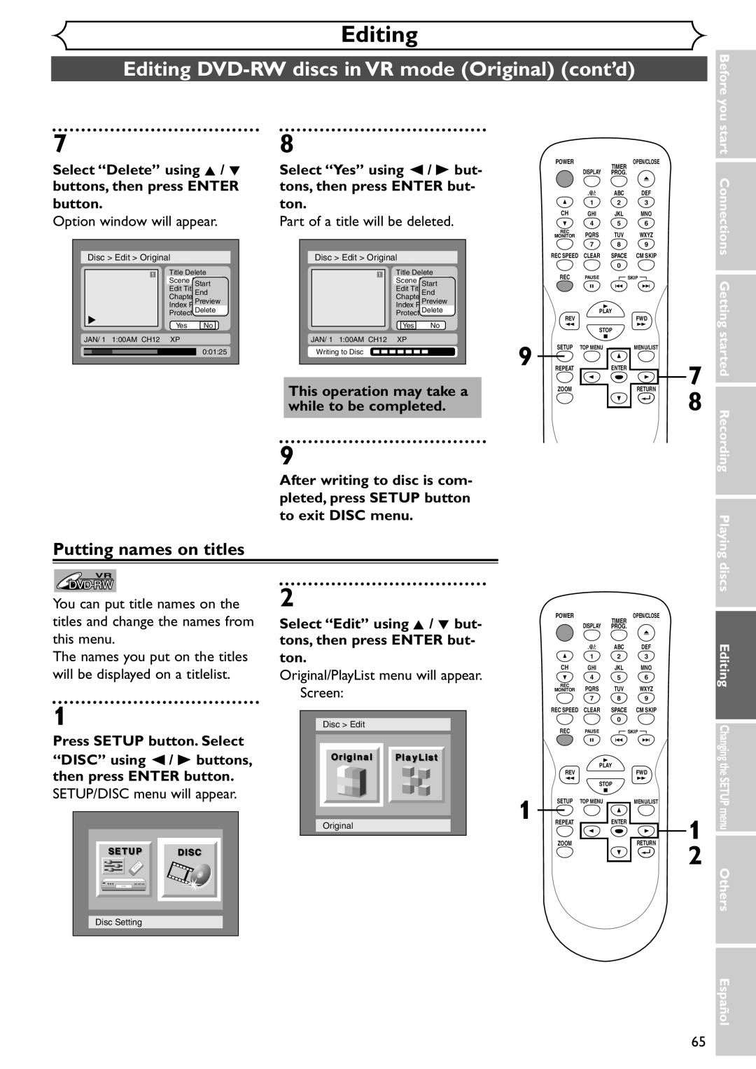 Emerson EWR10D4 Select Delete using K / L Select Yes using / B but, Buttons, then press Enter Tons, then press Enter but 