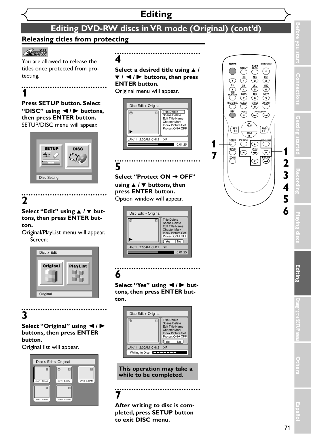 Emerson EWR10D4 owner manual Releasing titles from protecting, Select Yes using / B but- tons, then press Enter but- ton 