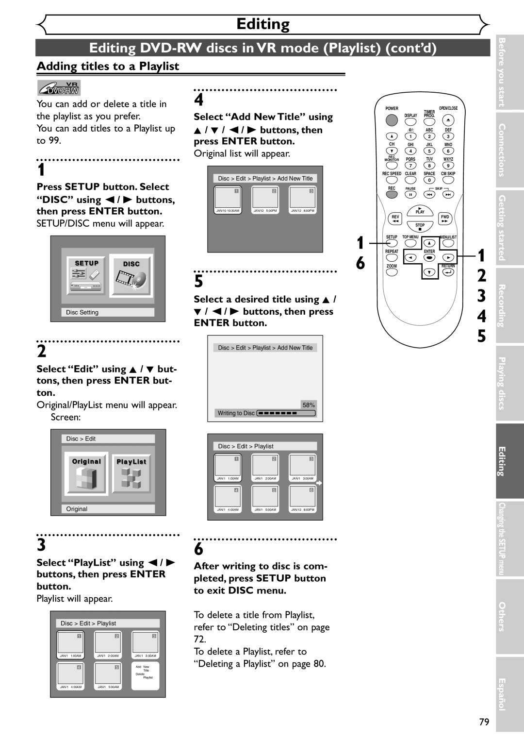 Emerson EWR10D4 owner manual Adding titles to a Playlist, To delete a title from Playlist, refer to Deleting titles on 