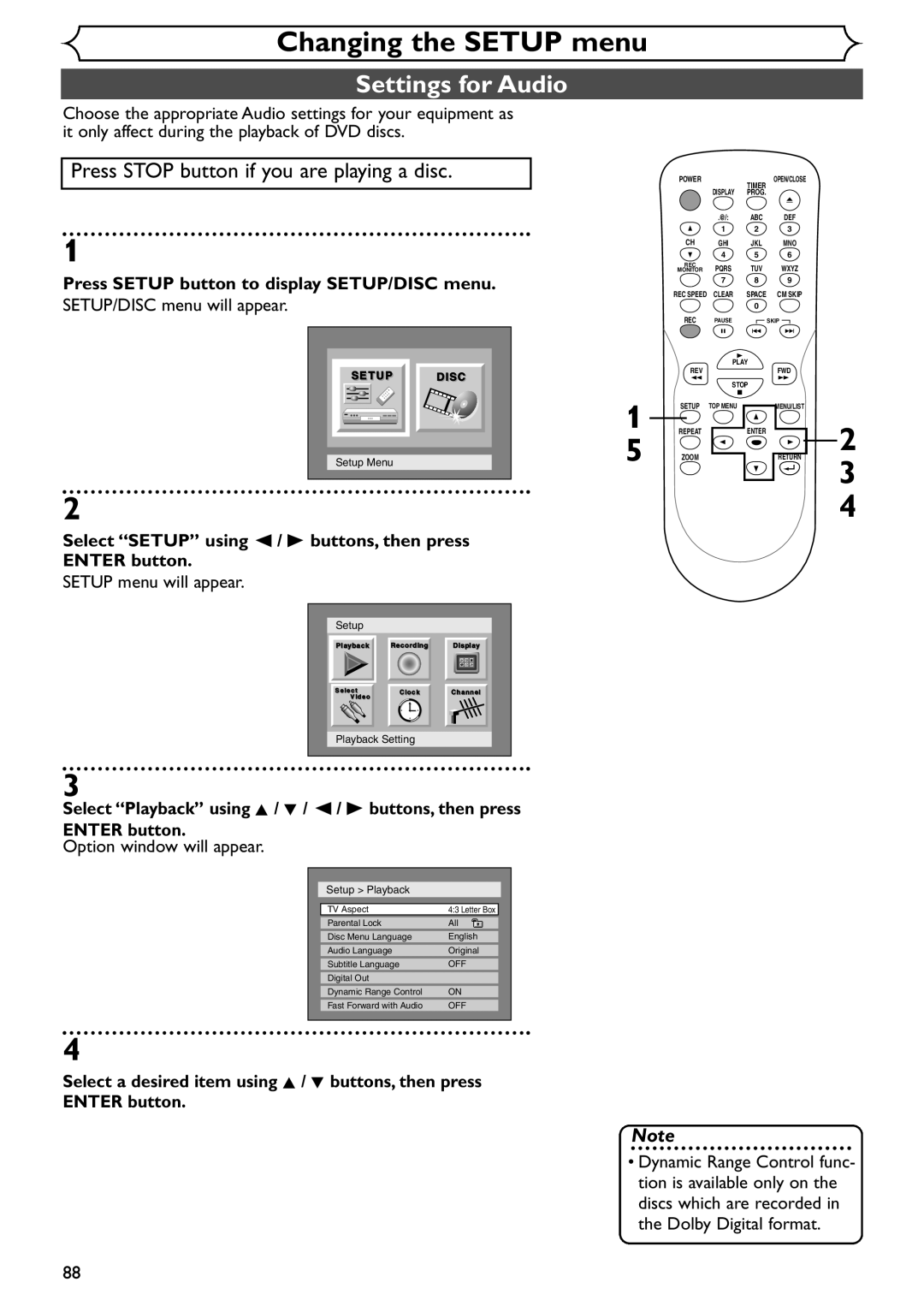 Emerson EWR10D4 owner manual Settings for Audio 