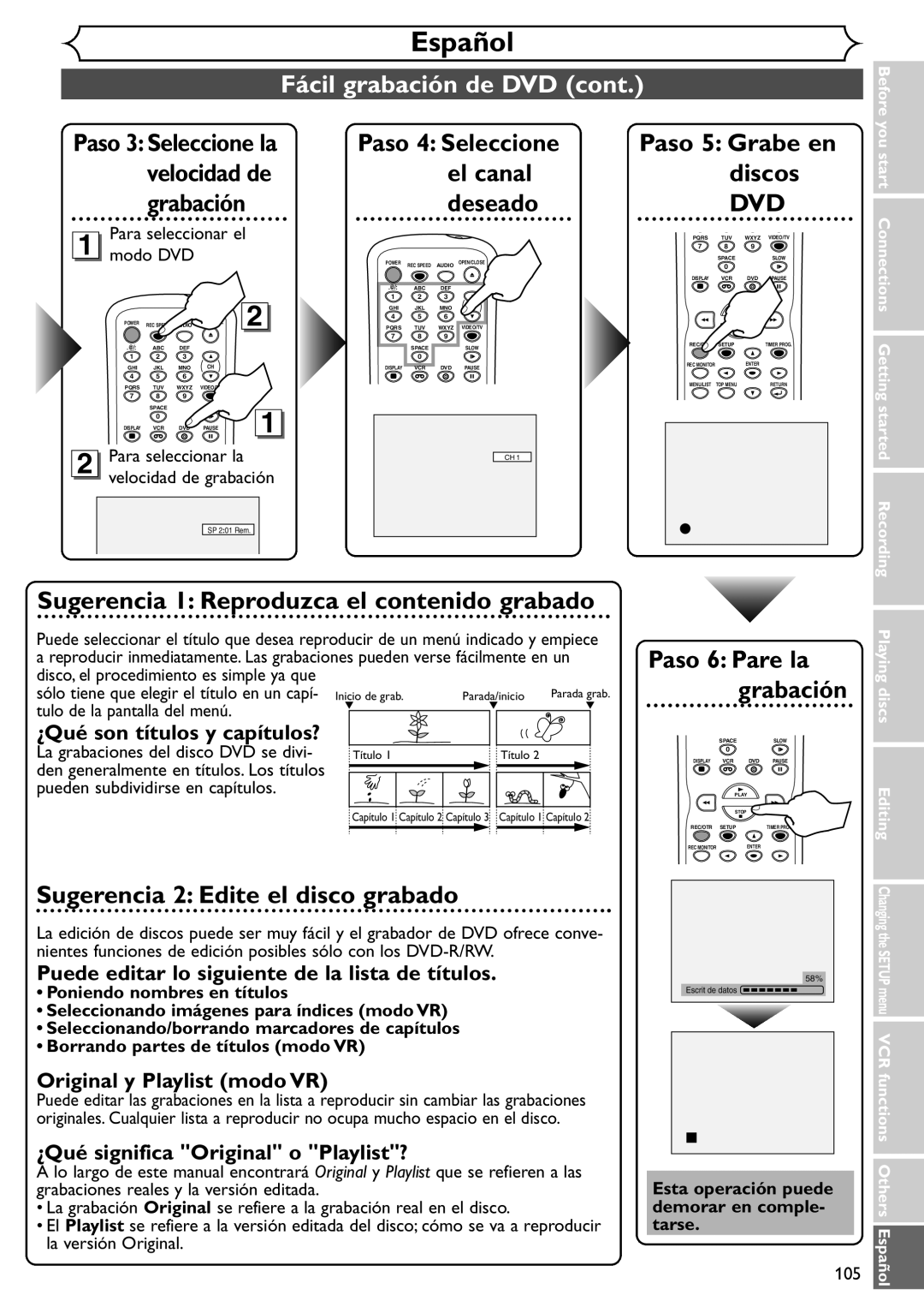 Emerson EWR20V4 owner manual ¿Qué son títulos y capítulos?, Puede editar lo siguiente de la lista de títulos 