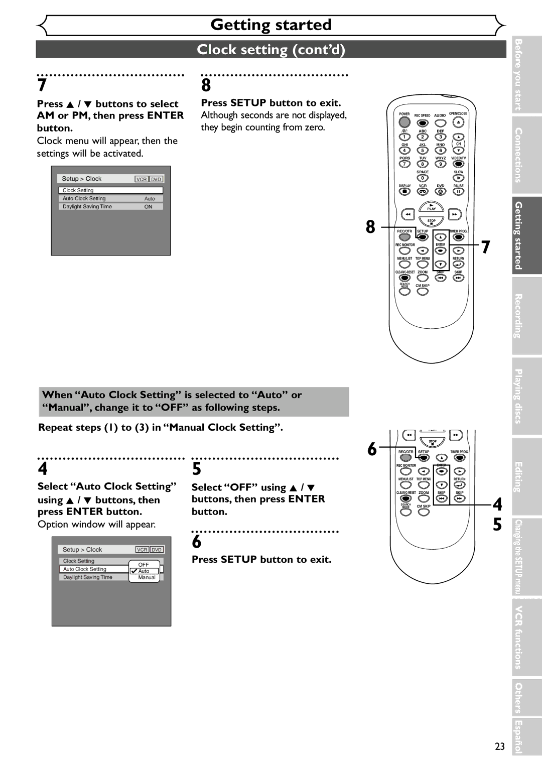 Emerson EWR20V4 owner manual Clock menu will appear, then the settings will be activated 