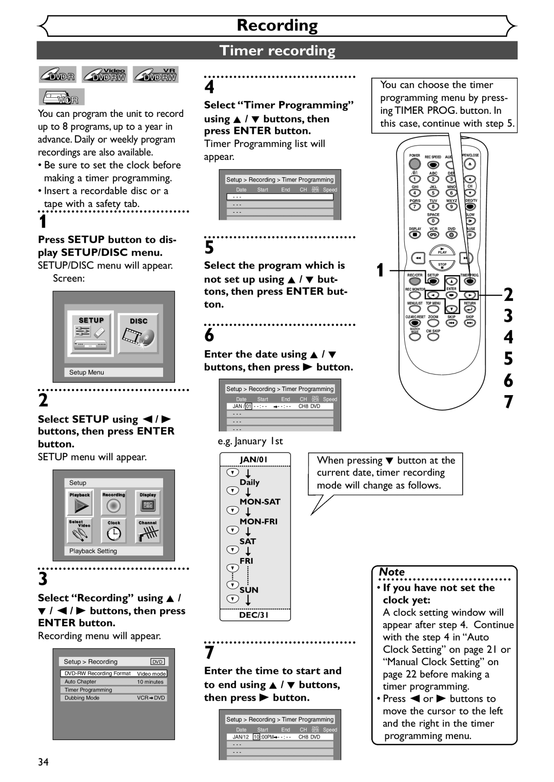 Emerson EWR20V4 owner manual Timer recording 