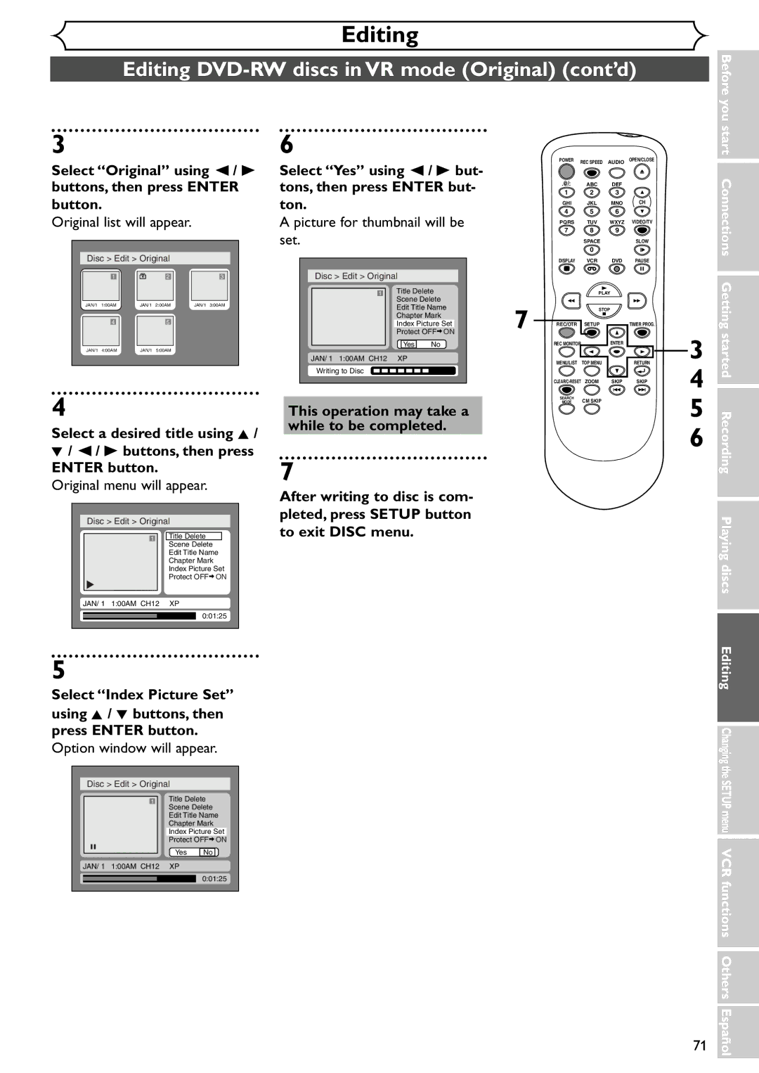 Emerson EWR20V4 owner manual Button Ton, Picture for thumbnail will be, Pleted, press Setup button 