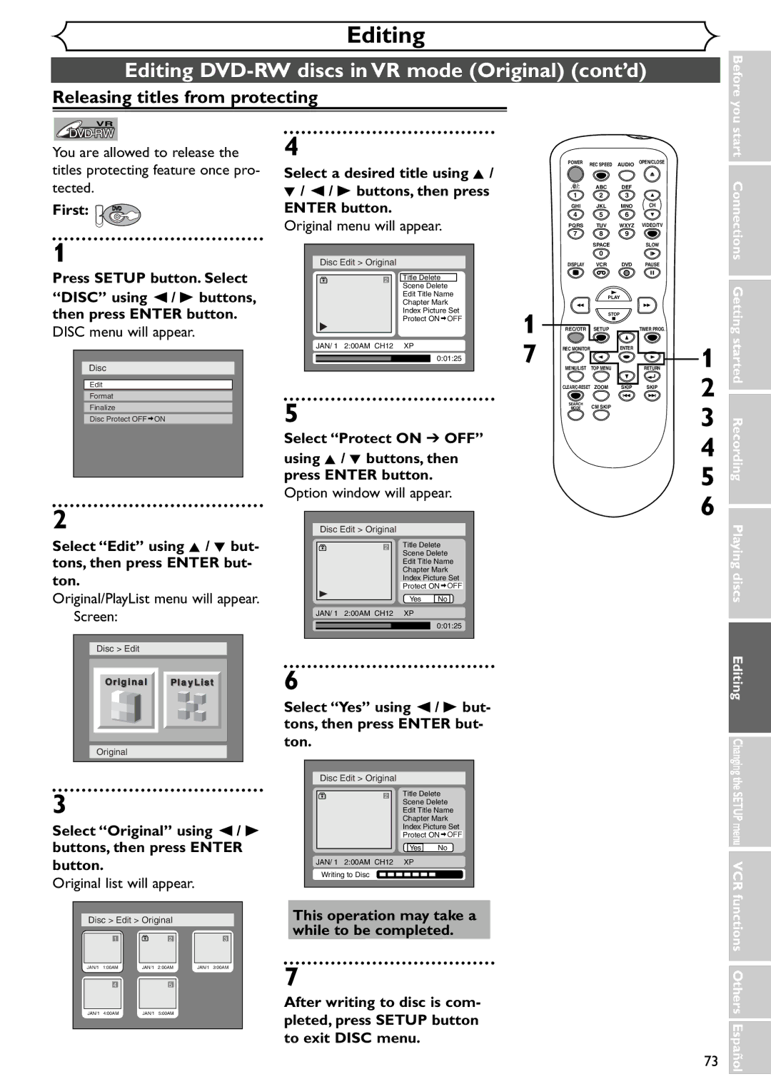 Emerson EWR20V4 Releasing titles from protecting, You are allowed to release, Titles protecting feature once pro- tected 