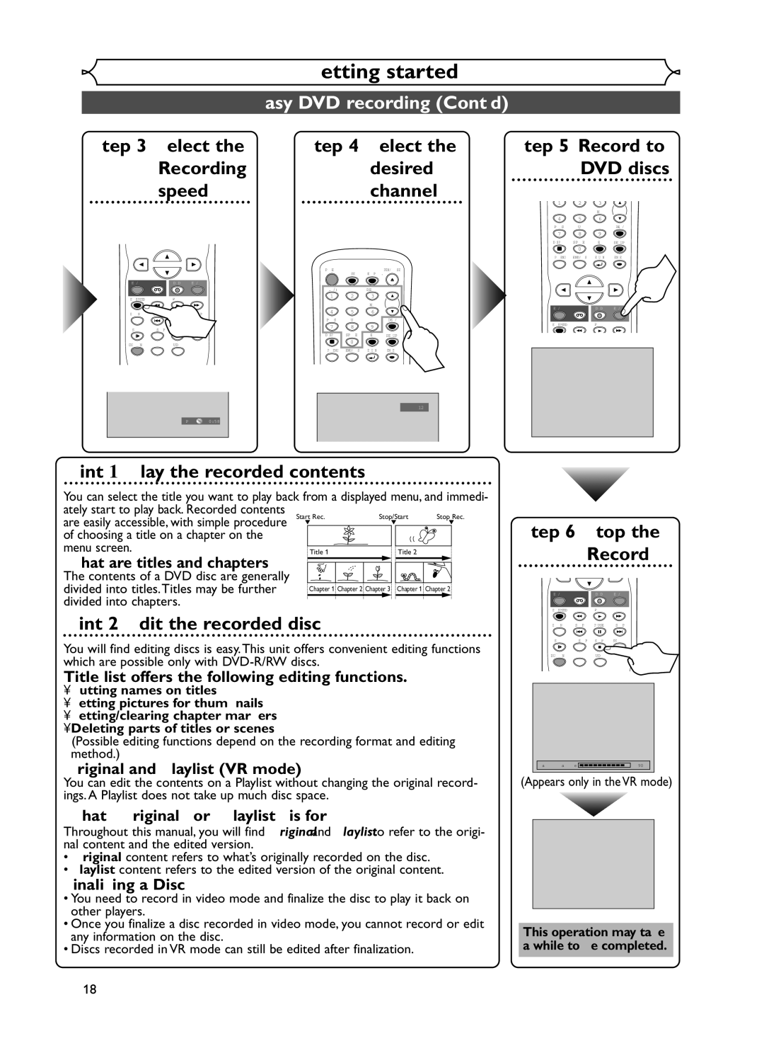 Emerson EWR20V5 owner manual Easy DVD recording Cont’d, Speed Channel 