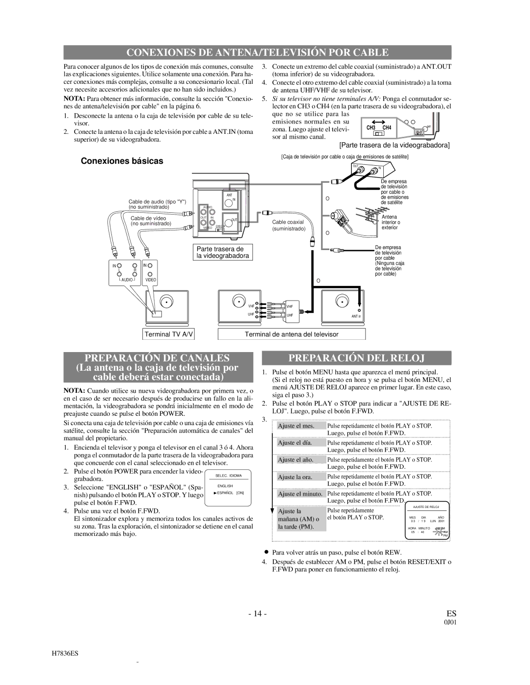 Emerson EWV401M owner manual Conexiones DE ANTENA/TELEVISIÓN POR Cable 