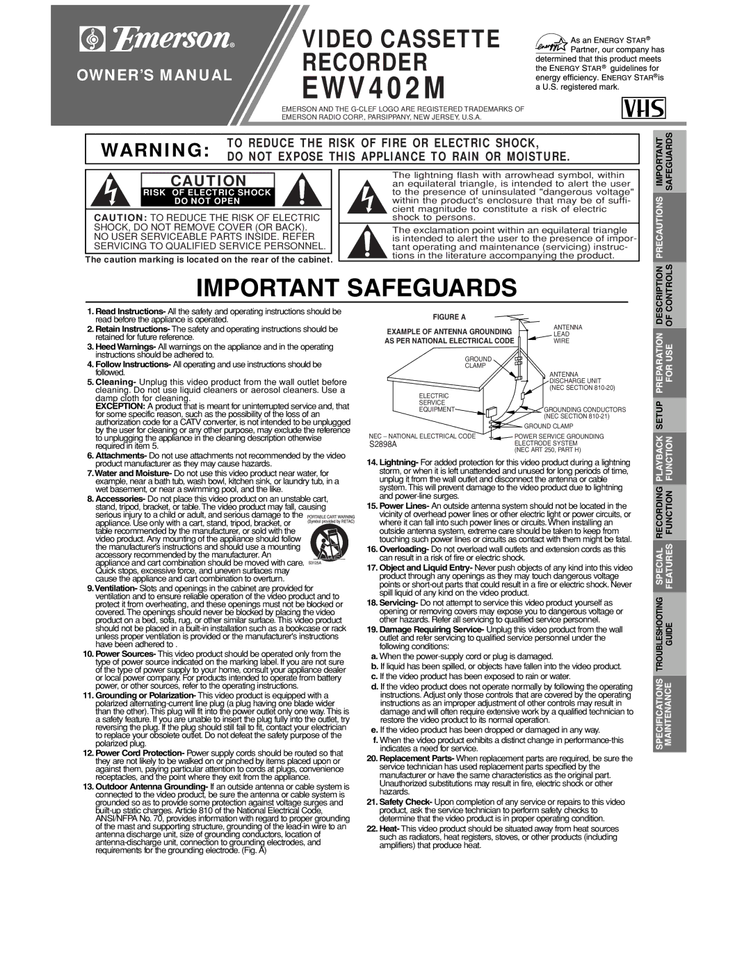 Emerson EWV402M owner manual 