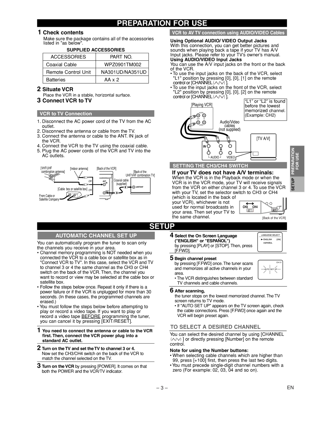 Emerson EWV402M owner manual Automatic Channel SET UP, To Select a Desired Channel 