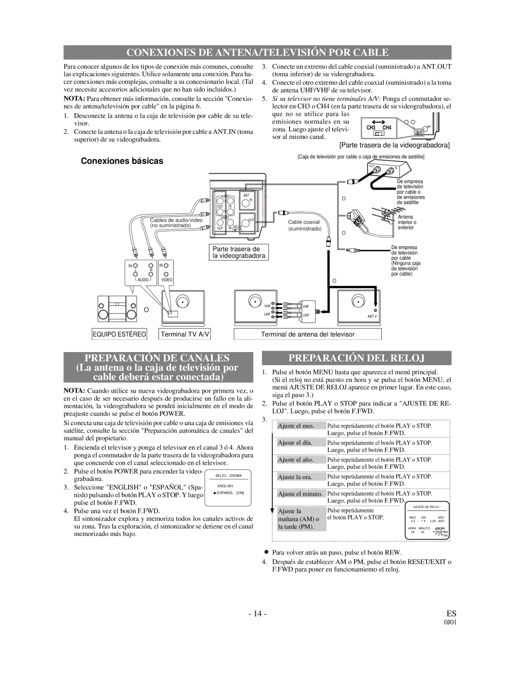 Emerson EWV601M owner manual Conexiones DE ANTENA/TELEVISIÓN POR Cable 