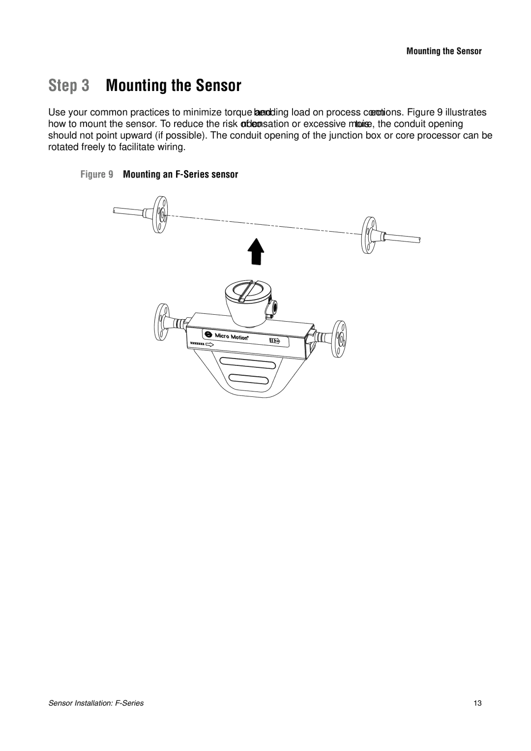 Emerson F-SERIES SENSOR installation manual Mounting the Sensor, Mounting an F-Series sensor 