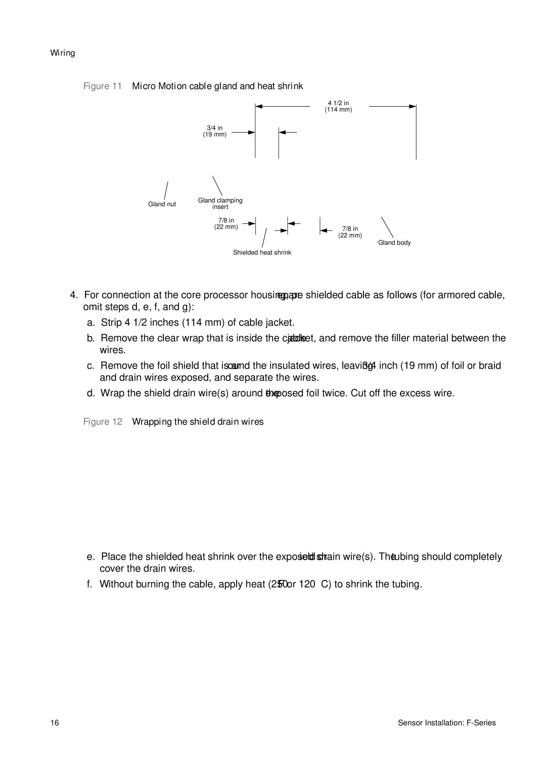 Emerson F-SERIES SENSOR installation manual Micro Motion cable gland and heat shrink 