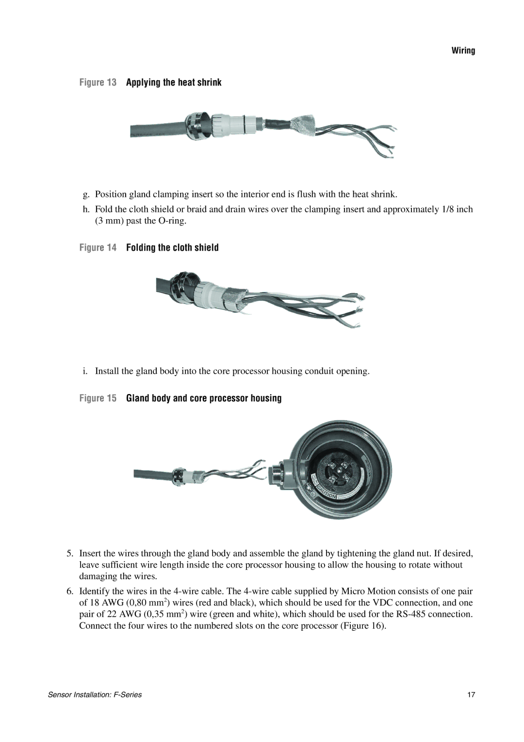 Emerson F-SERIES SENSOR installation manual Applying the heat shrink 