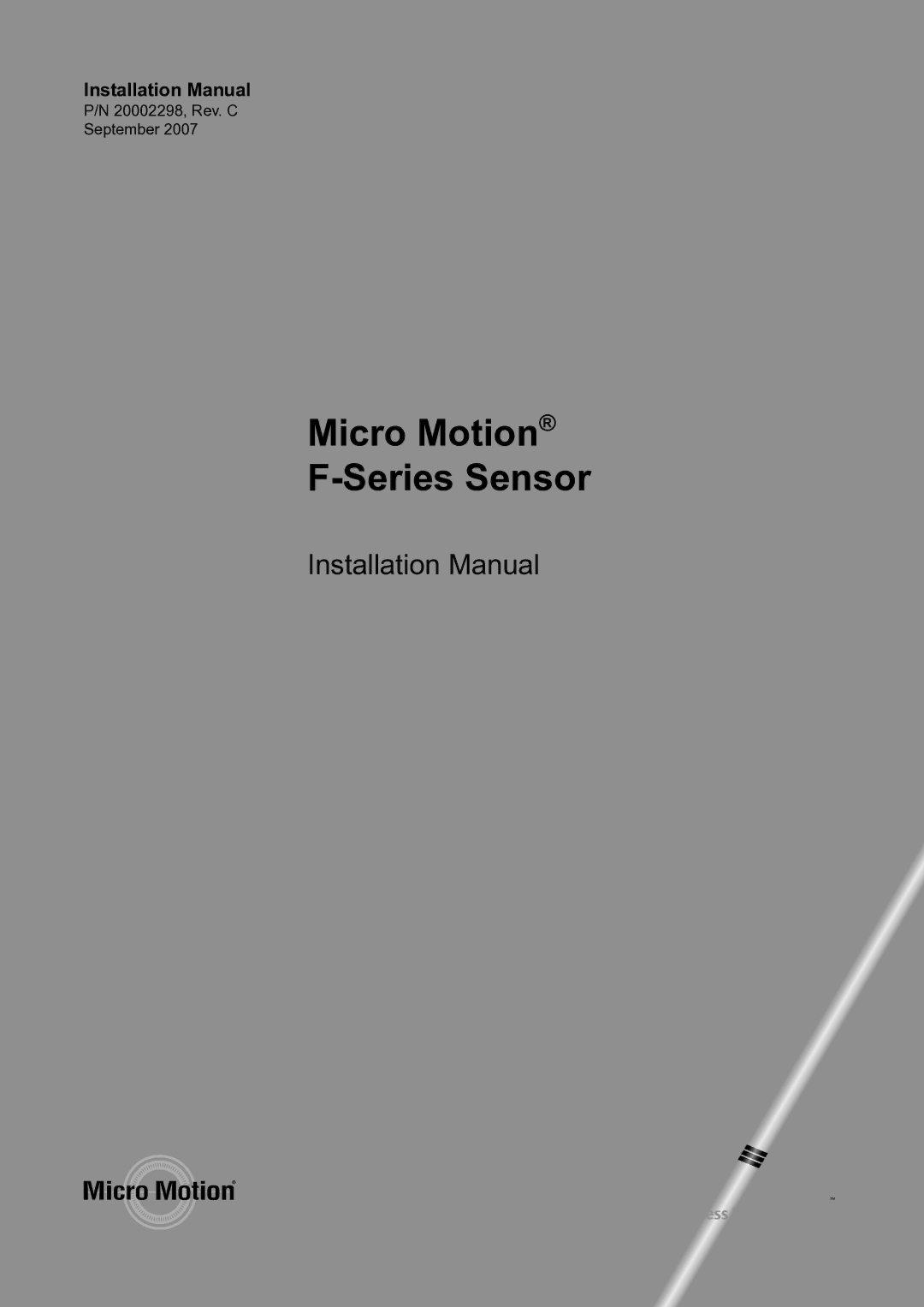 Emerson F-SERIES SENSOR installation manual 