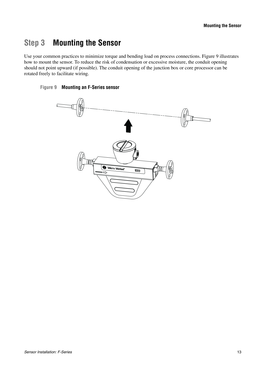 Emerson F-SERIES SENSOR installation manual Mounting the Sensor, Mounting an F-Seriessensor 