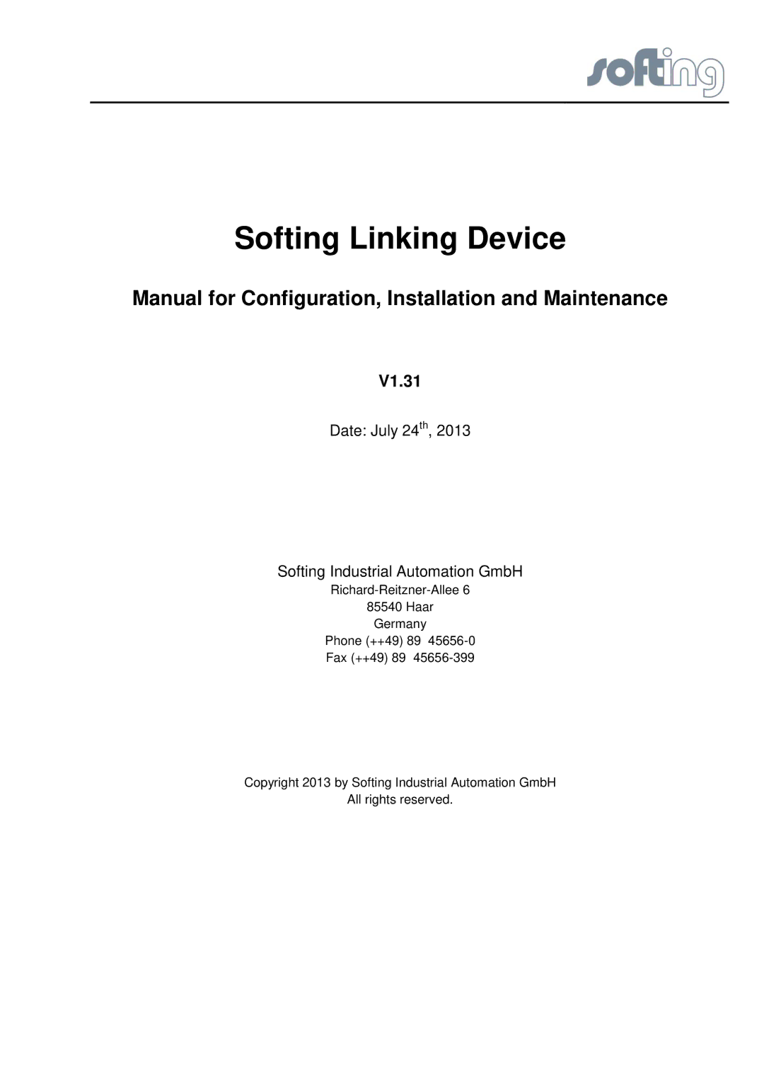 Emerson FG-110 manual Softing Linking Device 