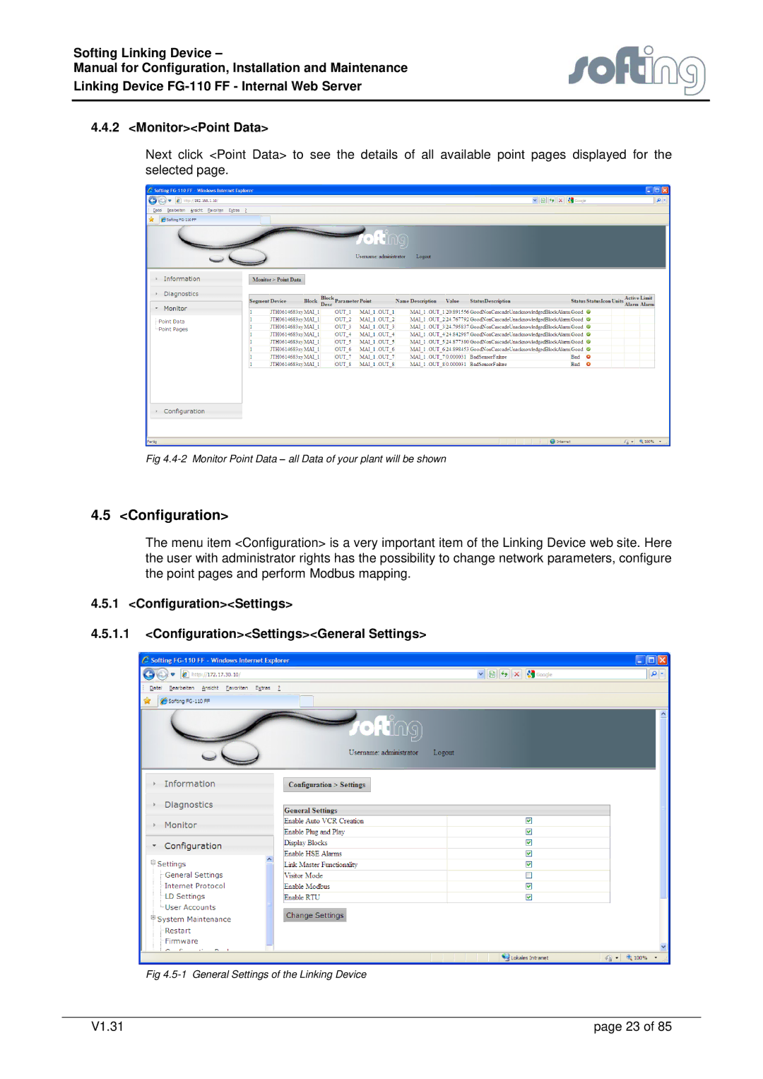 Emerson FG-110 manual ConfigurationSettings ConfigurationSettingsGeneral Settings 