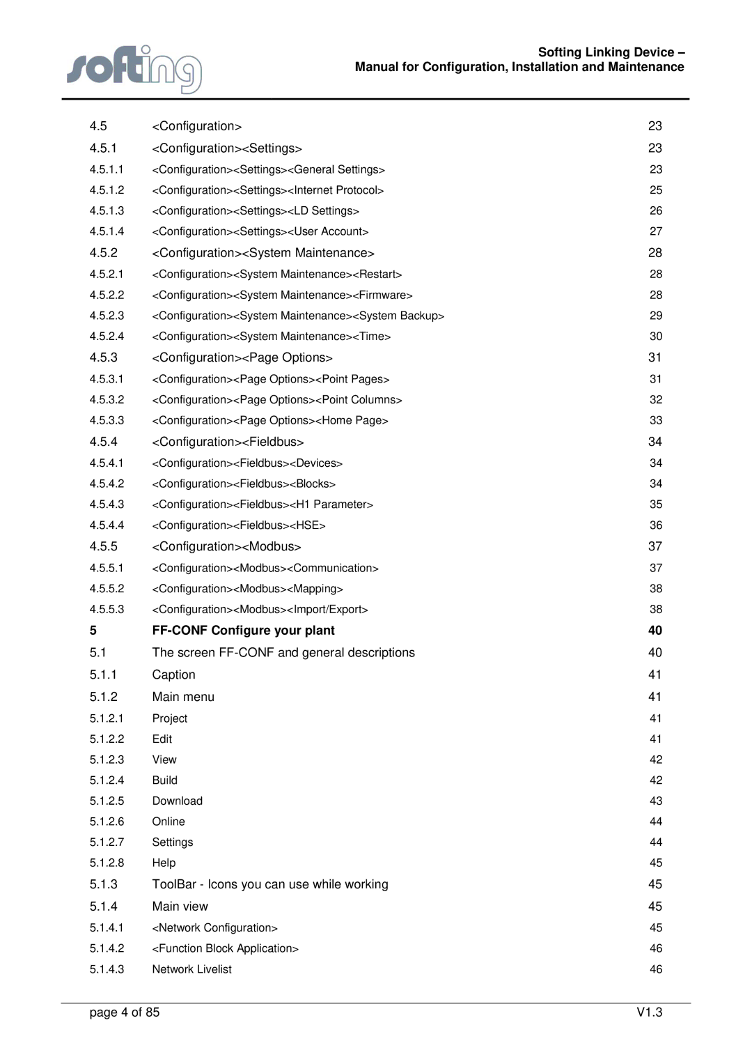 Emerson FG-110 manual Configuration ConfigurationSettings, FF-CONF Configure your plant 